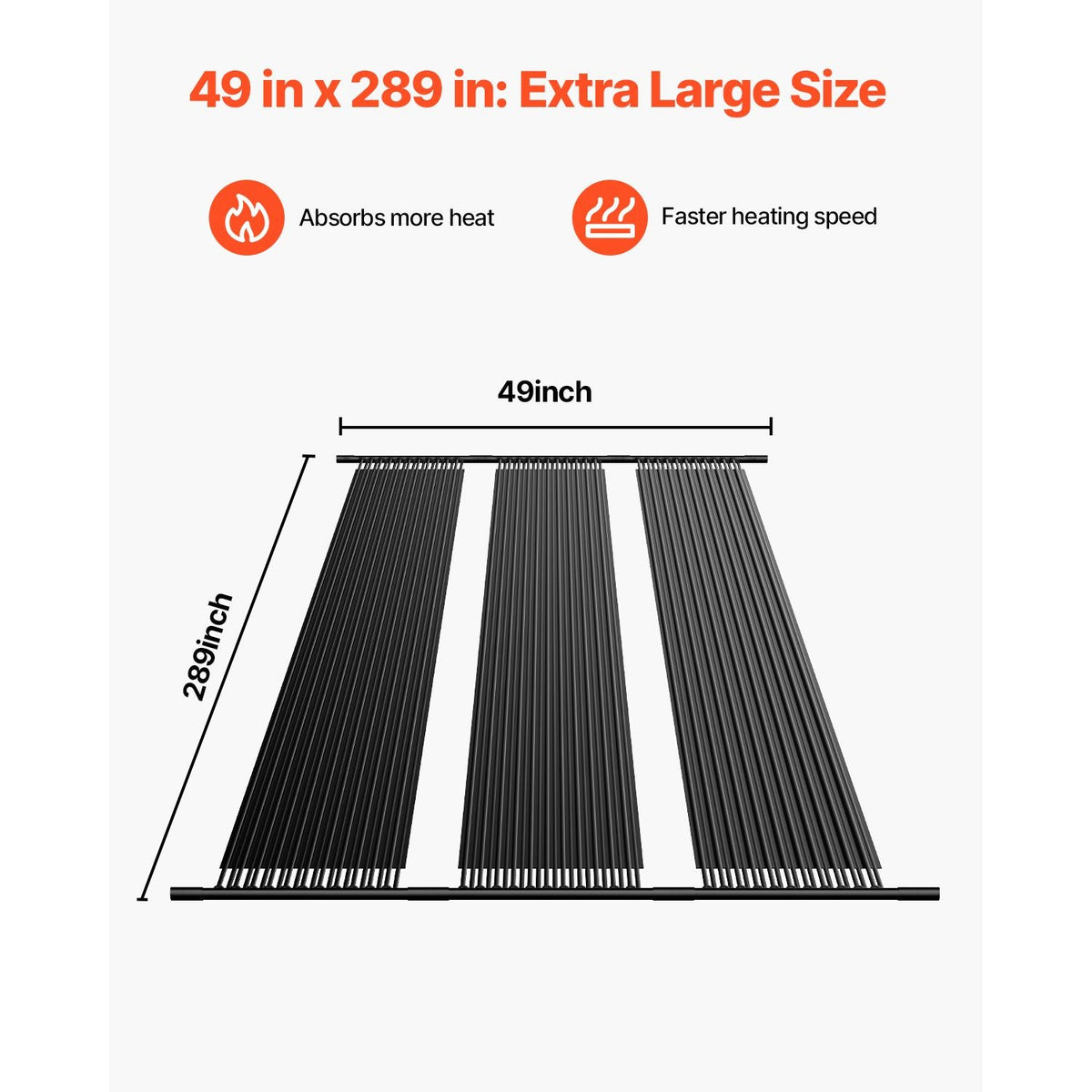 Solar Pool Heater, 4 x 24 ft HDPE Pool Heating System - Durable & Weather-Proof, with Complete Accessories, Universal Solar Pool Panel–Raises Water Temperature, for Aboveground & Inground Pool