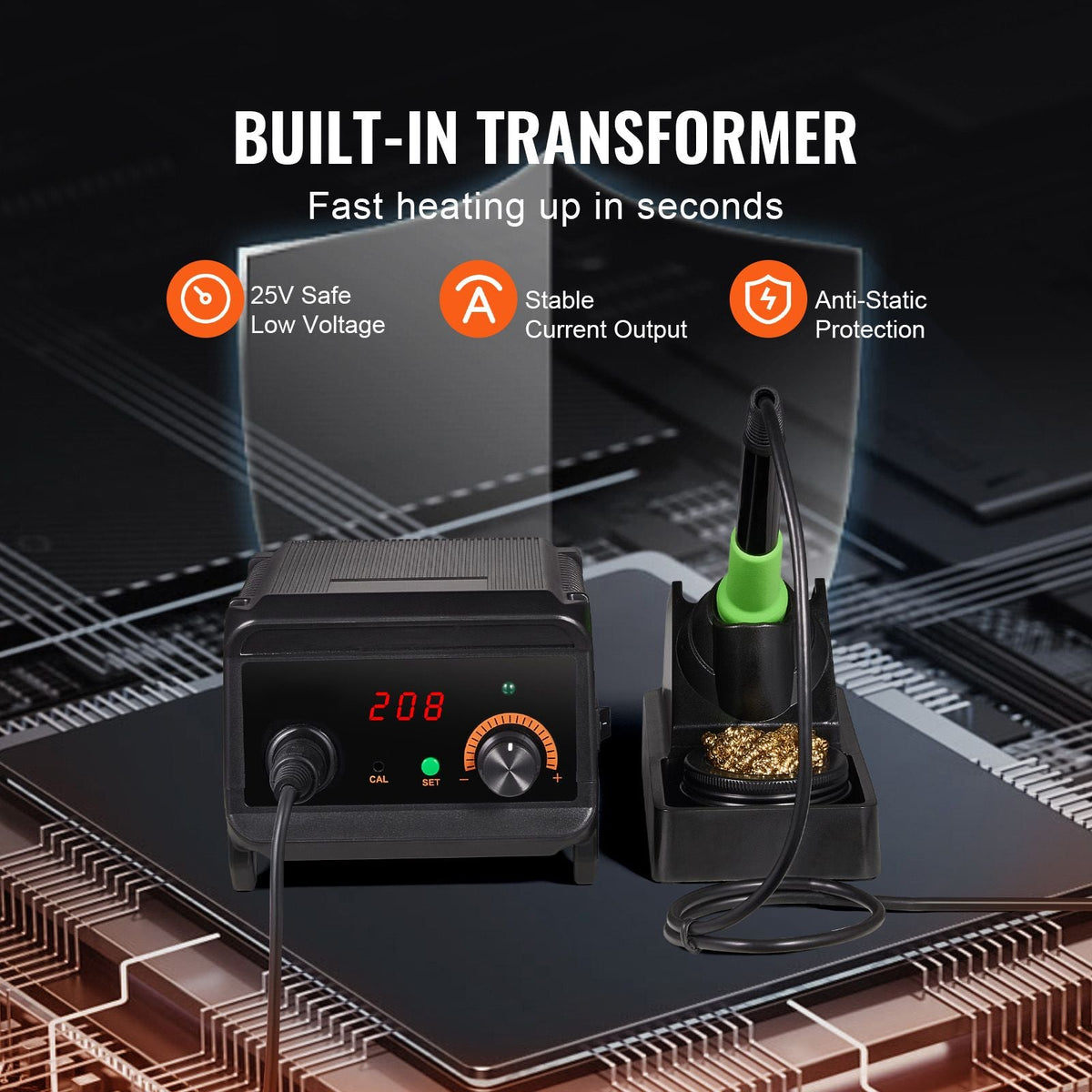 Soldering Iron Station, 75W Digital Display Soldering Station Kit, 122 - 932 F Temp Control & Built-in Transformer, Auto Standby & Sleep Mode, with 5 Soldering Tips, 10g Solder Wire, Tweezers