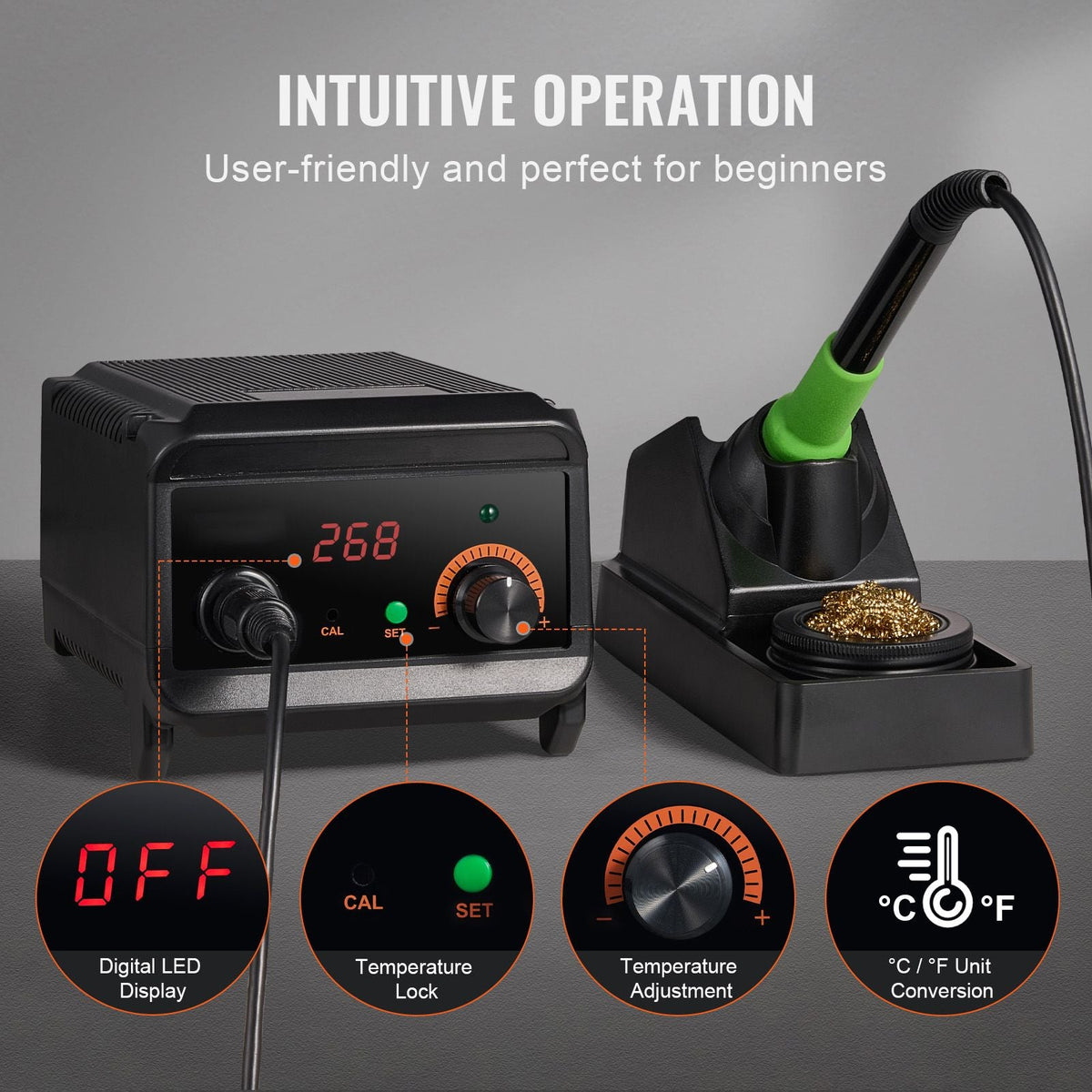 Soldering Iron Station, 75W Digital Display Soldering Station Kit, 122 - 932 F Temp Control & Built-in Transformer, Auto Standby & Sleep Mode, with 5 Soldering Tips, 10g Solder Wire, Tweezers