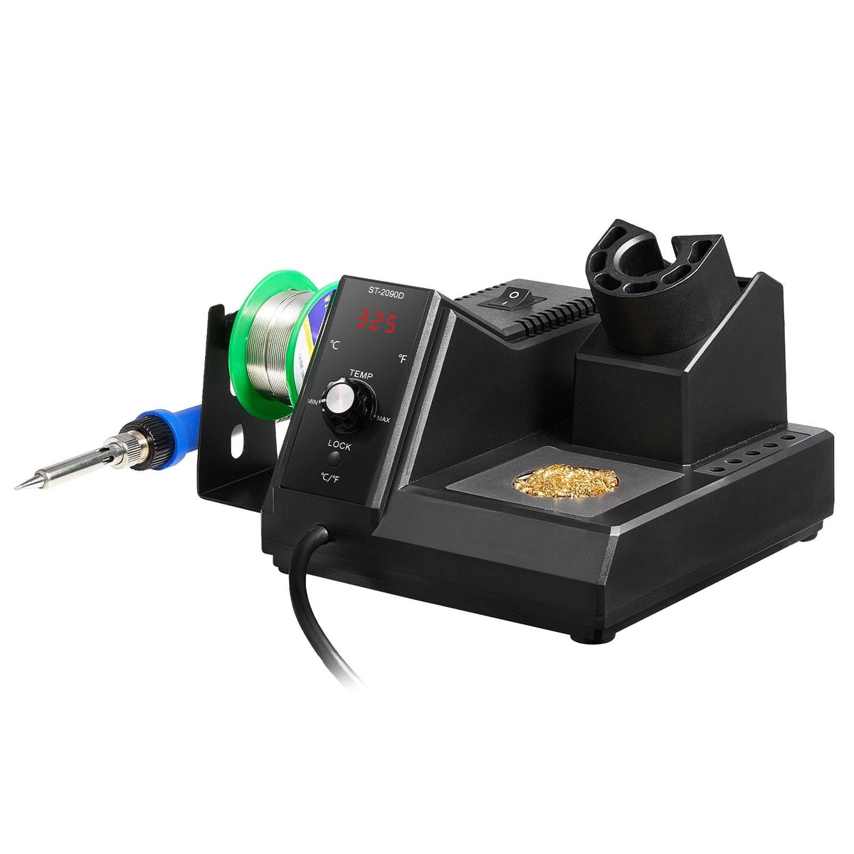 Soldering Iron Station, 80W Digital Display Soldering Station Kit with 5 Soldering Tips, 30g Solder Wire, Solder Sucker, Tweezer, Tip Cleaner, Auto Standby & Sleep Mode, C/F Conversion