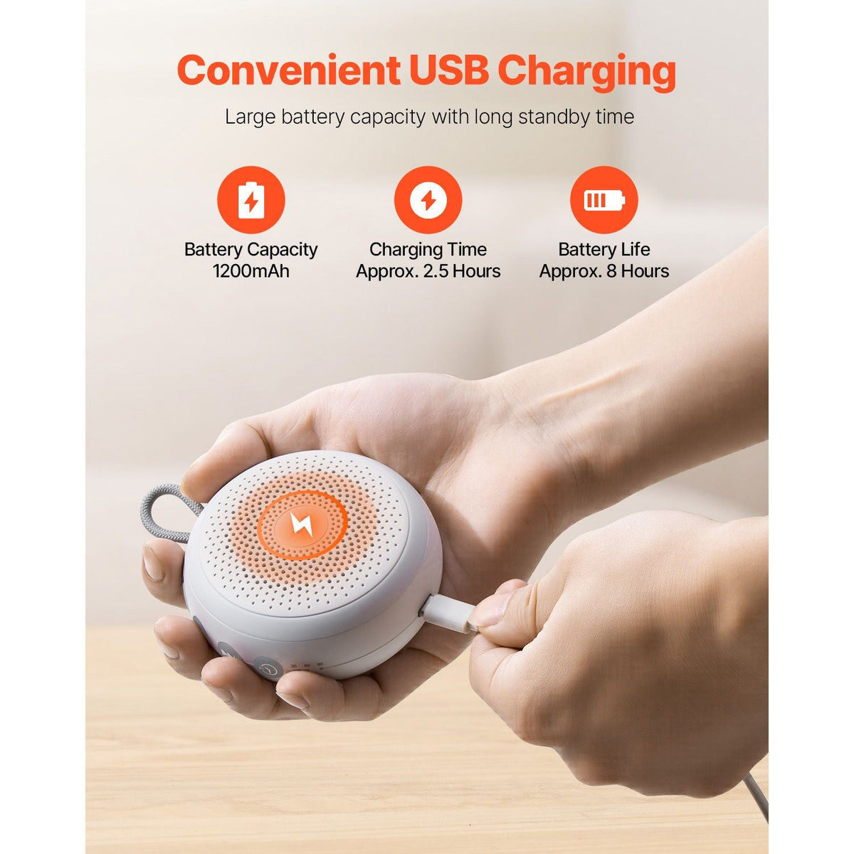 Sound Machine, 20 Soothing Sleep Sounds, 4-in-1 Hangable White Noise Sound Machine with Auto-Off Timer, Soft Ring Light, Memory Function and Child Lock, for Baby, Adults, Home, Office & Travel