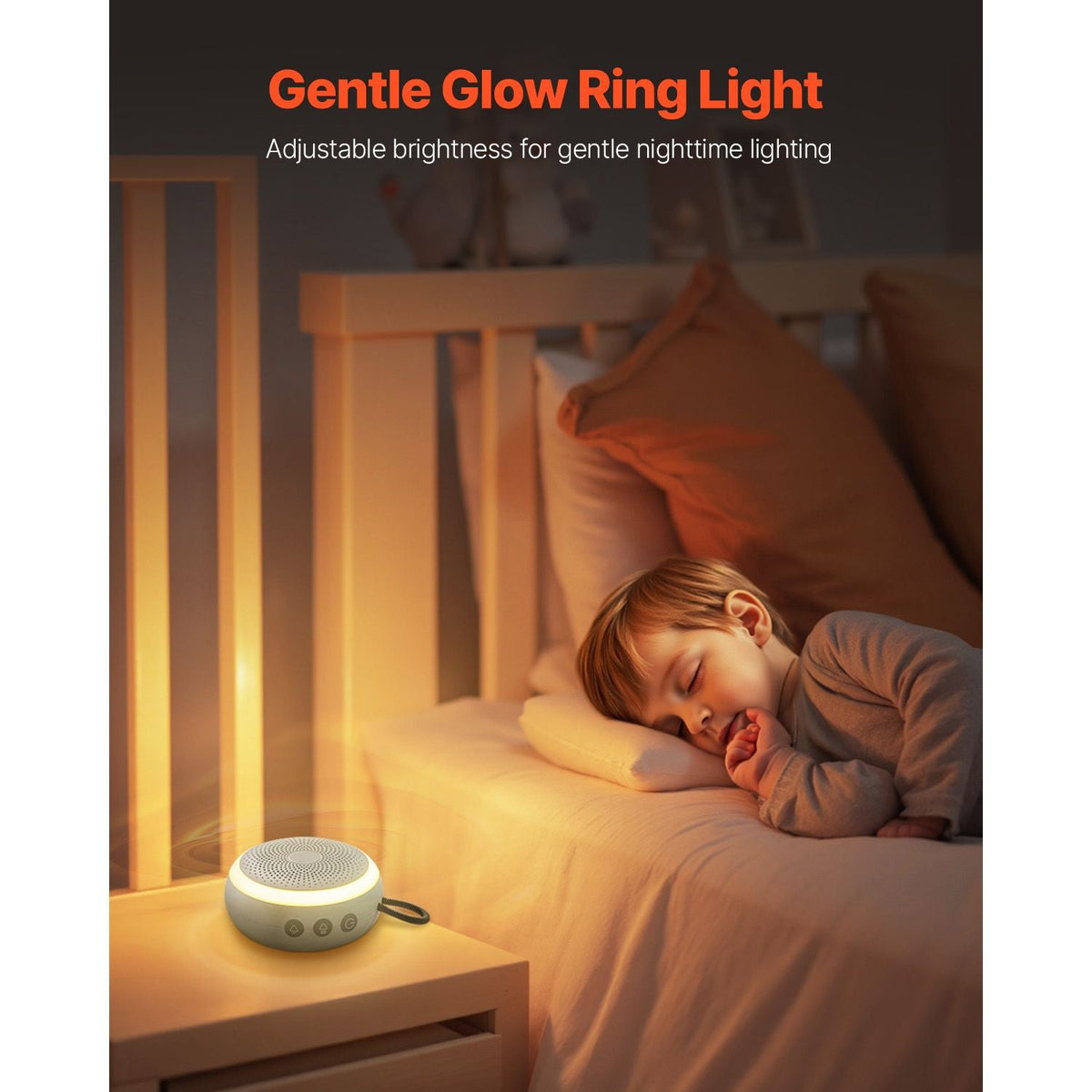 Sound Machine, 20 Soothing Sleep Sounds, 4-in-1 Hangable White Noise Sound Machine with Auto-Off Timer, Soft Ring Light, Memory Function and Child Lock, for Baby, Adults, Home, Office & Travel
