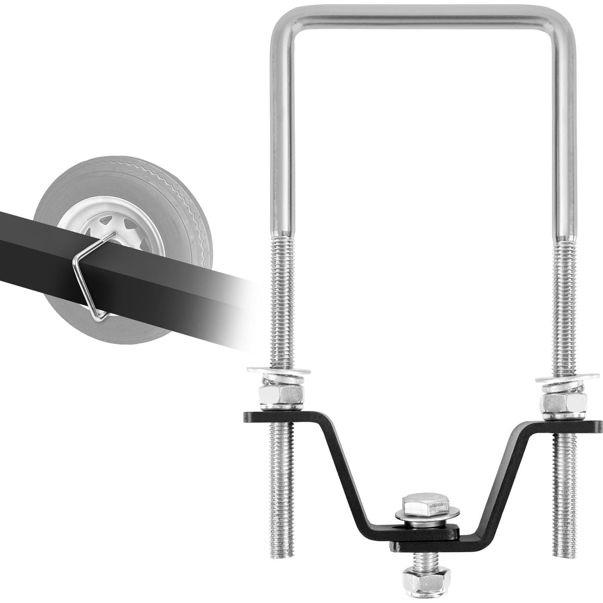 Spare Tire Carrier, U-Bolt Zinc Plated Spare Tire Mount Bracket Side Mount with Lock, 160 lbs Capacity, 4 & 5 Lugs Wheels on 4", 4.5", 5" Bolt Patterns, for Trailer Tongue, Marine Trailer