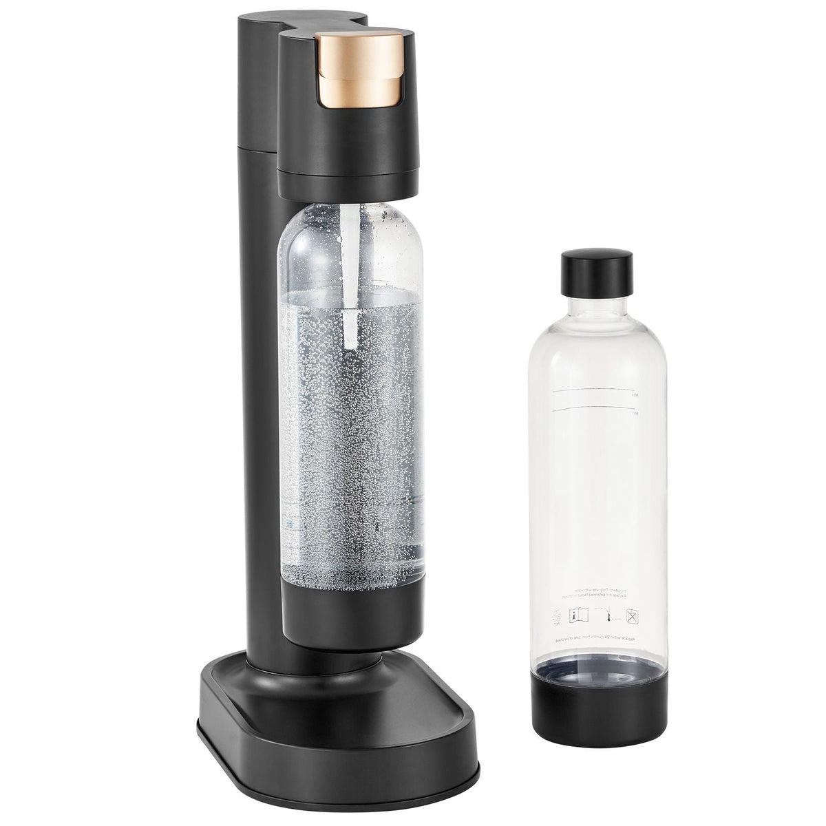 Sparkling Water Maker, Soda Maker Machine for Home Carbonating, Seltzer Water Starter Kit with 2 BPA-free 1L PET Bottles, Compatible with Mainstream Screw-in 60L CO2 Cylinder(NOT Included) Black