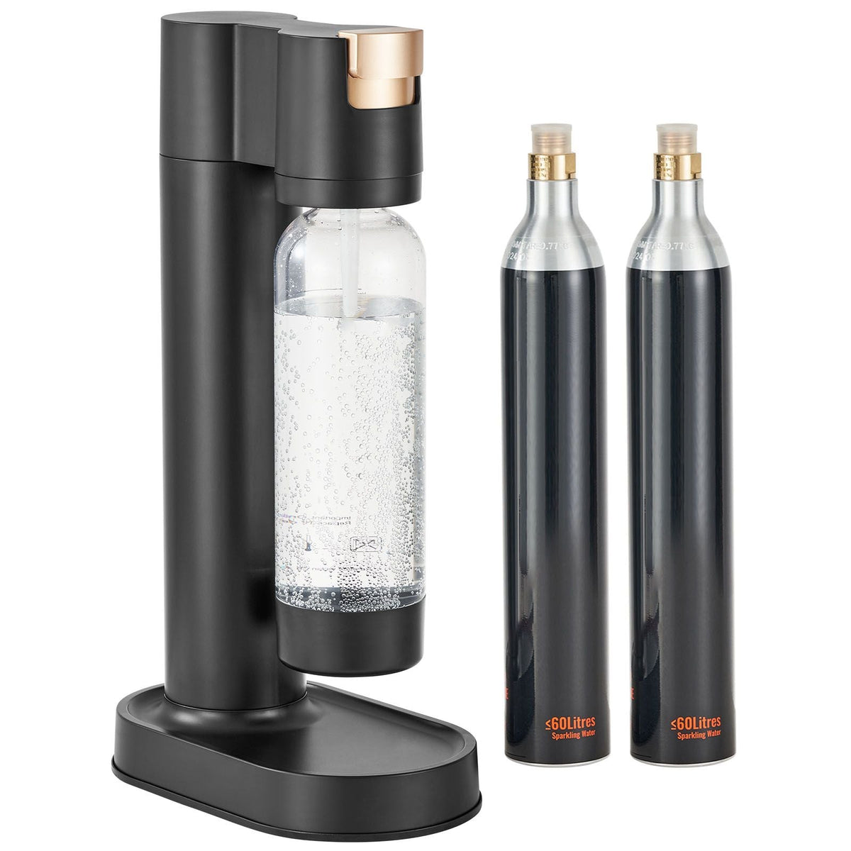 Sparkling Water Maker, Soda Maker Machine for Home Carbonating, Seltzer Water Starter Kit with BPA-free 1L PET Bottle, 2 CO2 Cylinders, Compatible with Mainstream Screw-in 60L CO2 Cylinder