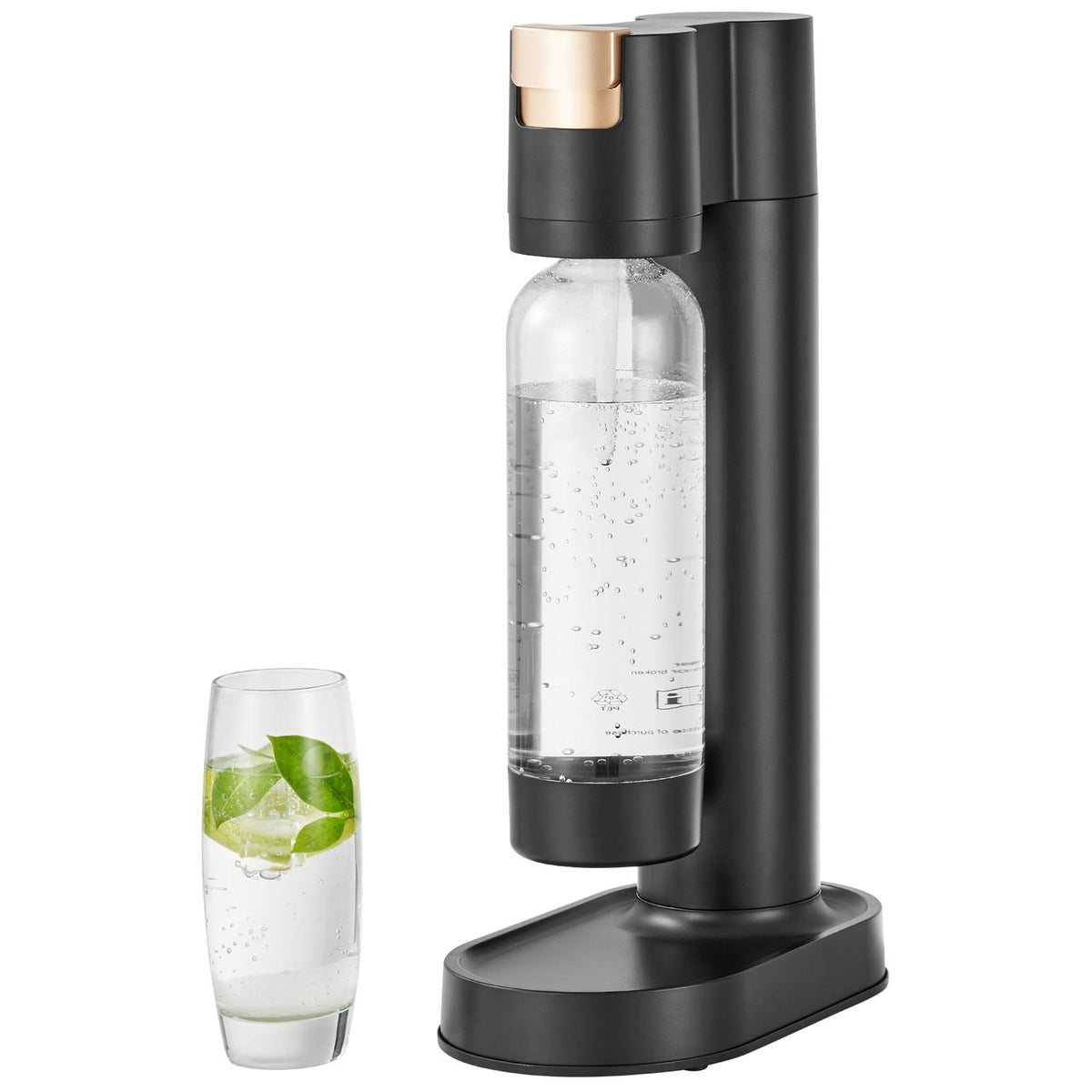 Sparkling Water Maker, Soda Maker Machine for Home Carbonating, Seltzer Water Starter Kit with BPA free 1L PET Bottle, Compatible with Mainstream Screw-in 60L CO2 Cylinder(NOT Included), Black