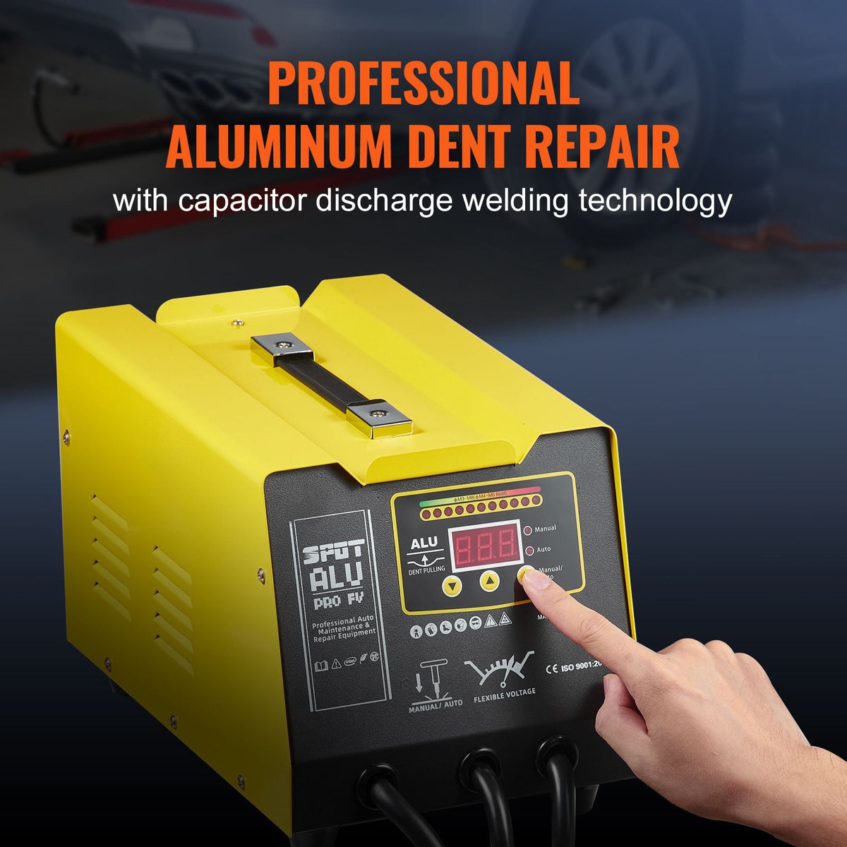 Spot Welder Dent Puller, 300W Stud Welder Dent Repair Kit with Heat Gun, Auto/Manual Welding Mode, 110V Auto Body Spot Welding Dent Repair Machine for Aluminum Car Body Panels Repair