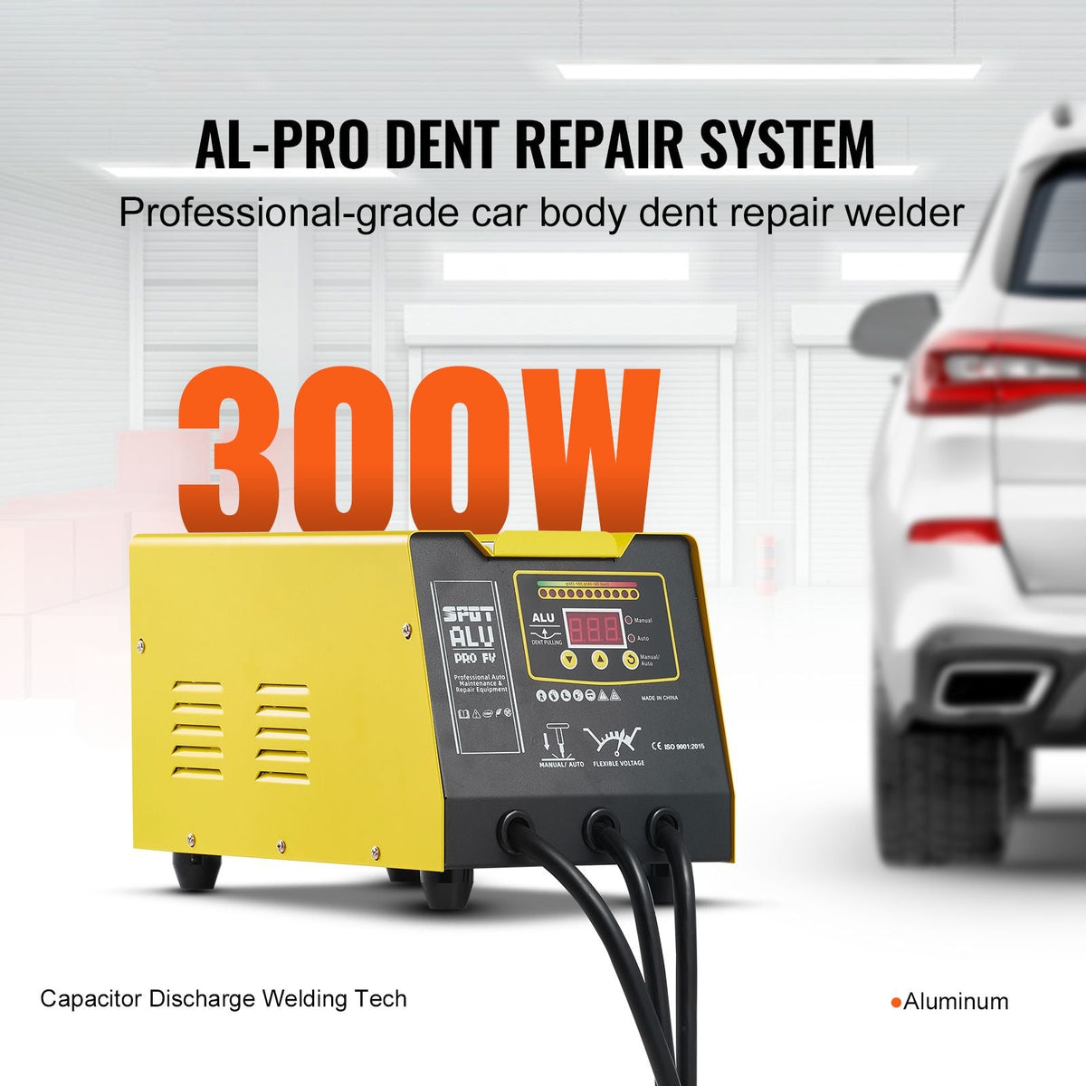 Spot Welder Dent Puller, 300W Stud Welder Dent Repair Kit with Heat Gun, Auto/Manual Welding Mode, 110V Auto Body Spot Welding Dent Repair Machine for Aluminum Car Body Panels Repair