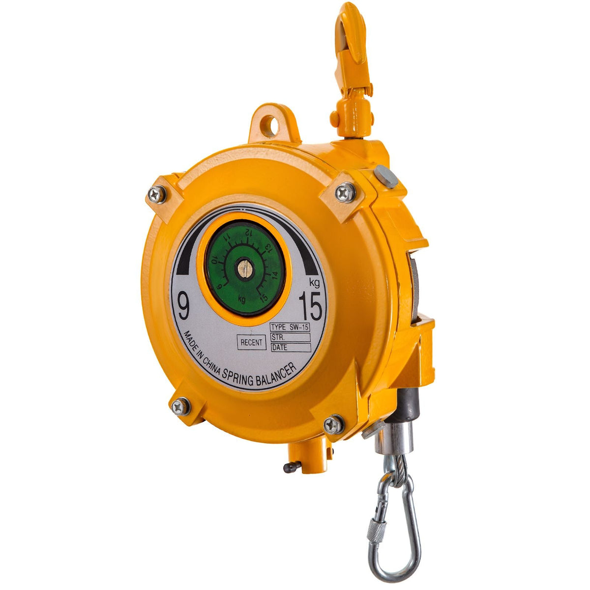 Spring Balancer 20-33lbs(9-15kg) Retractable Tool Holder 1.5m Length Tool Balancer with Hook and Wire Rope Adjustable Balancer Retractor Hanging Holding Equipment in Yellow