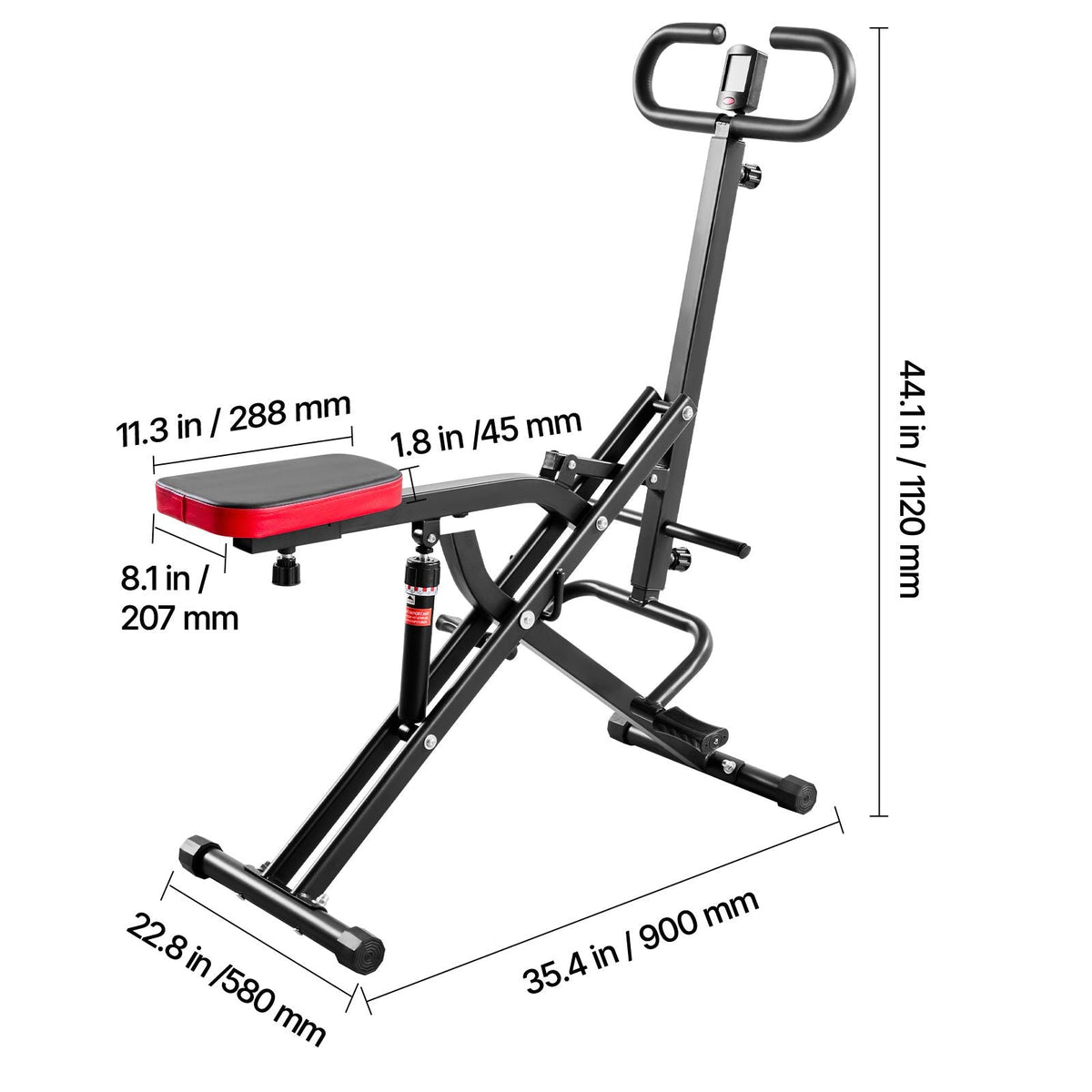 Squat Machine, Deep Squat Rowing Machine for Home, Easy Setup & Foldable Exercise Equipment, Glute Trainer Machine with 12-Gear Adjustable Resistance, Glutes & Leg Home Workout Machine, Black