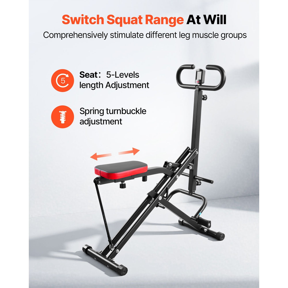 Squat Machine, Deep Squat Rowing Machine for Home, Easy Setup & Foldable Exercise Equipment, Glute Trainer Machine with 2 High-Strength Resistance Bands, Glutes & Leg Home Workout Machine, Black