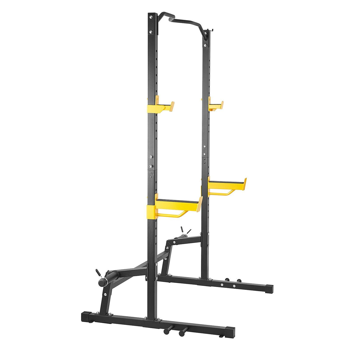 Squat Stand Power Rack, Multi-Functional Power Rack with Pull up Bar, Hook, and Weight Plate Storage Attachment, Adjustable Power Rack Cage, Steel Exercise Squat Stand for Home Gym Equipment
