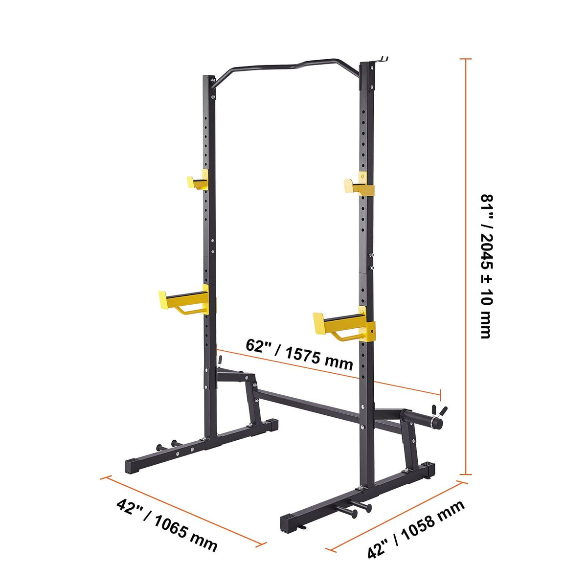 Squat Stand Power Rack, Multi-Functional Power Rack with Pull up Bar, Hook, and Weight Plate Storage Attachment, Adjustable Power Rack Cage, Steel Exercise Squat Stand for Home Gym Equipment