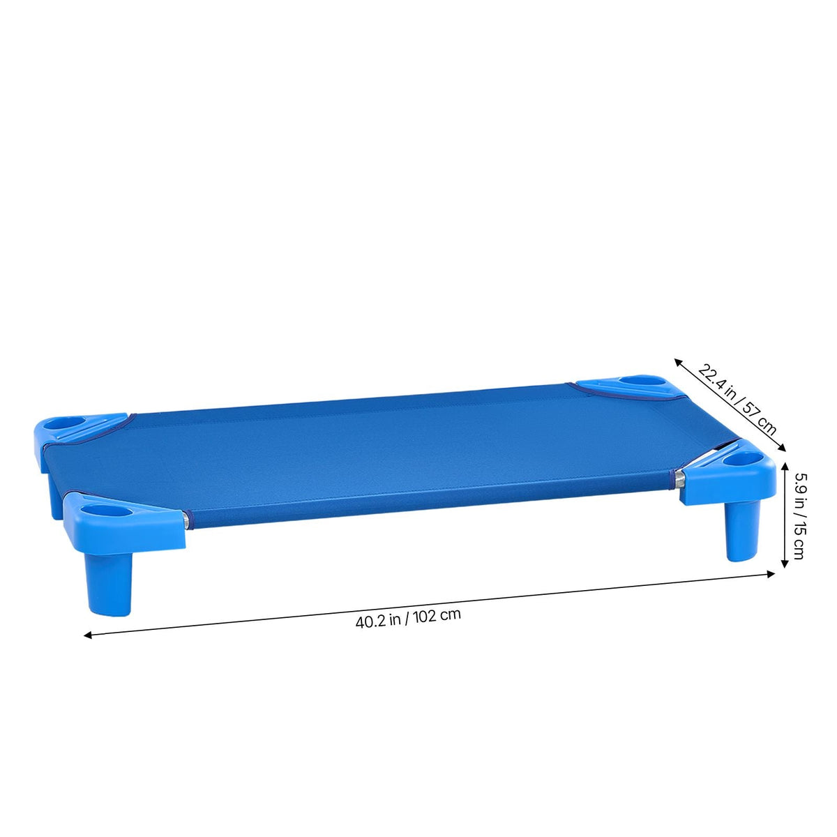 Stackable Kiddie Cot, Pack of 6, Portable Toddler Nap Cots, Standard Size 40" L x 23" W Daycare Cots for Kids, Preschool Classroom Daycare Beds for Sleeping, Resting, Naptime, Blue