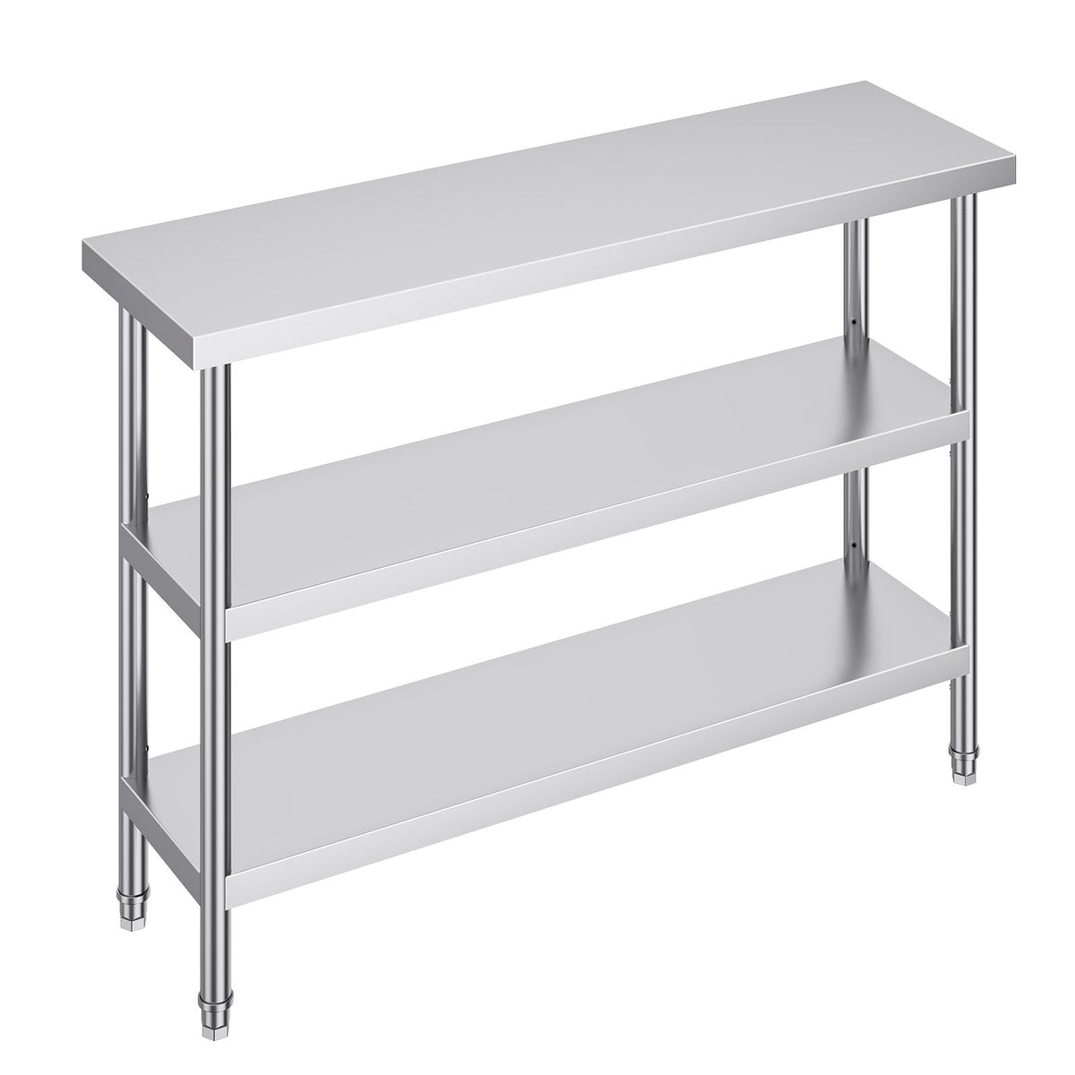 Stainless Steel Food Prep Table, 14 x 48 x 34 Inch Commercial Kitchen Worktable, with 2 Adjustable Undershelf, Heavy Duty Prep Table Metal Work Table for BBQ, Kitchen, Home, and Garage
