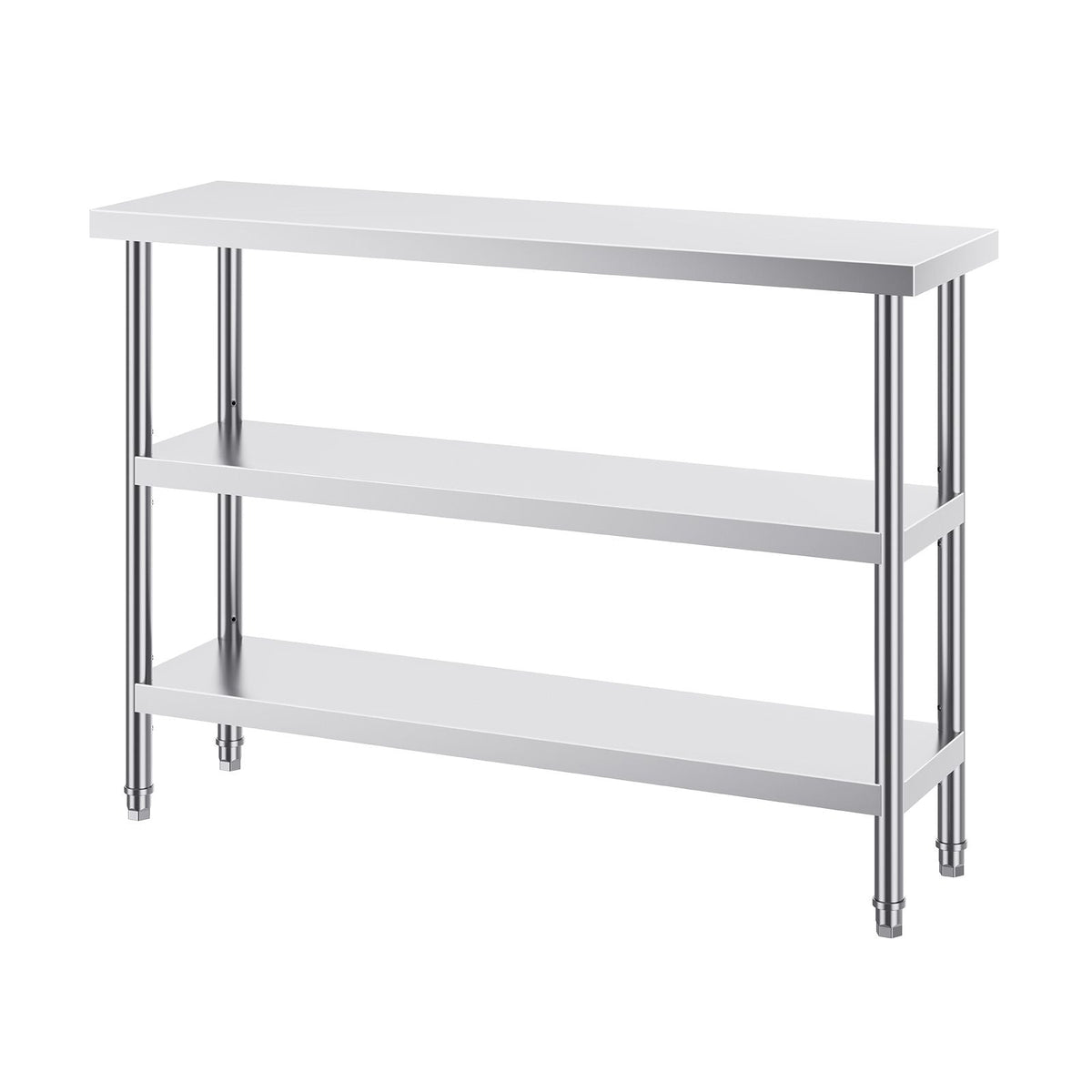 Stainless Steel Food Prep Table, 14 x 48 x 34 Inch Commercial Kitchen Worktable, with 2 Adjustable Undershelf, Heavy Duty Prep Table Metal Work Table for BBQ, Kitchen, Home, and Garage