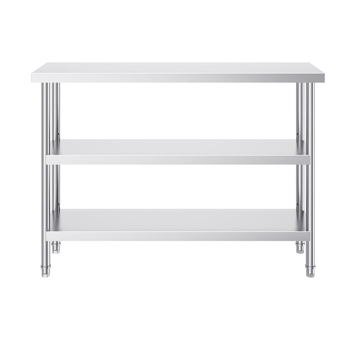 Stainless Steel Food Prep Table, 14 x 48 x 34 Inch Commercial Kitchen Worktable, with 2 Adjustable Undershelf, Heavy Duty Prep Table Metal Work Table for BBQ, Kitchen, Home, and Garage