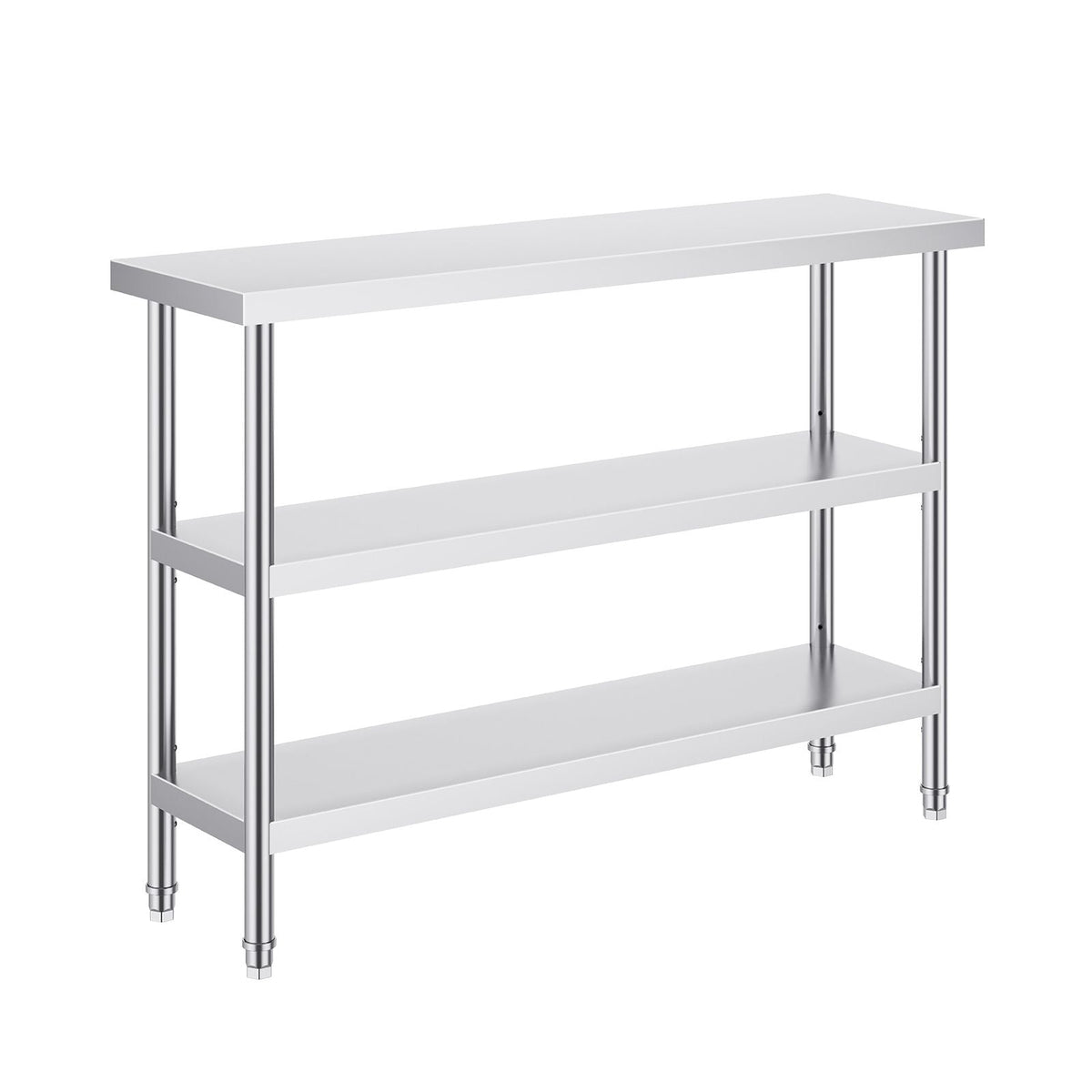 Stainless Steel Food Prep Table, 14 x 48 x 34 Inch Commercial Kitchen Worktable, with 2 Adjustable Undershelf, Heavy Duty Prep Table Metal Work Table for BBQ, Kitchen, Home, and Garage