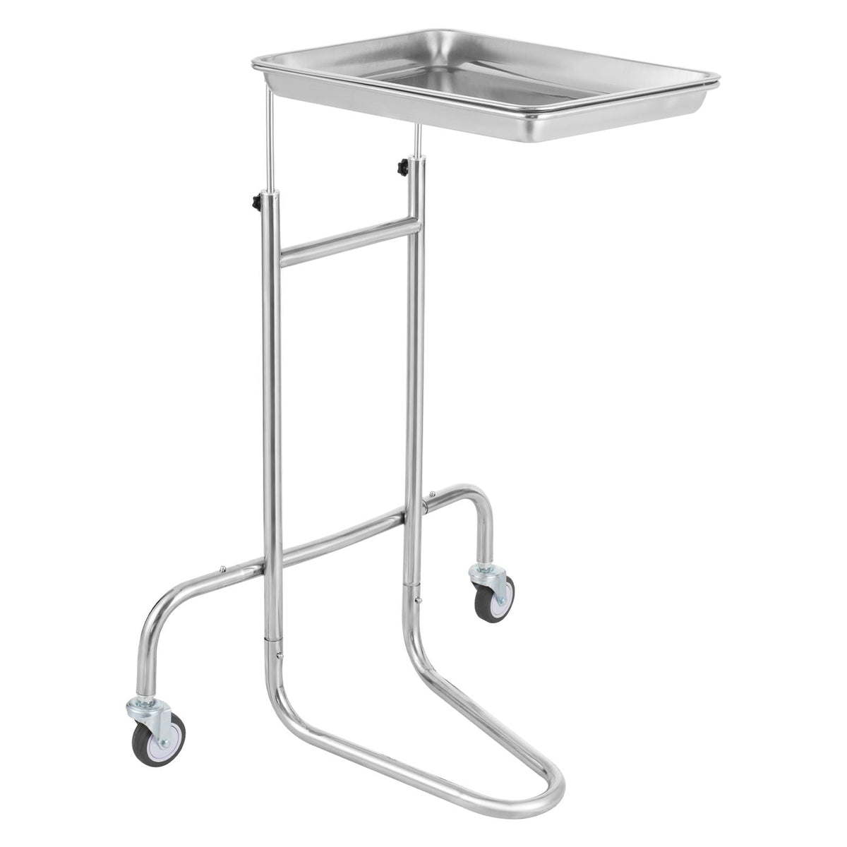 Stainless Steel Lab Carts, Lab Utility Cart with Single Tray, Mobile Medical Cart with 2 Silent Wheels, Lab Rolling Cart for Lab, Clinic, Hospital, Salon