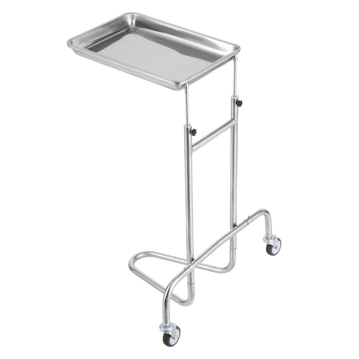 Stainless Steel Lab Carts, Lab Utility Cart with Single Tray, Mobile Medical Cart with 2 Silent Wheels, Lab Rolling Cart for Lab, Clinic, Hospital, Salon