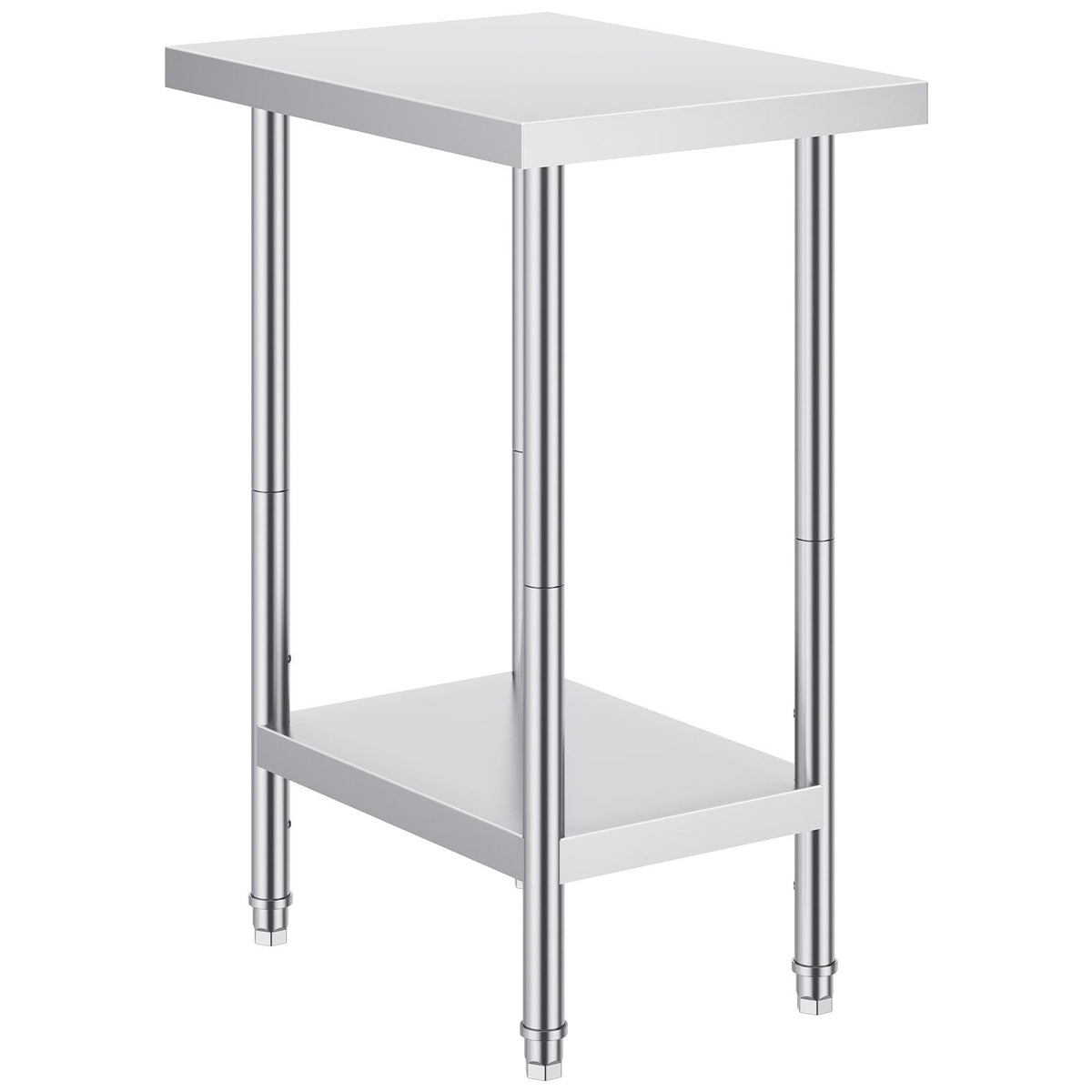 Stainless Steel Prep Table, 24 x 18 x 34 Inch, 640 lbs Load Capacity, Heavy Duty Metal Worktable with 3 Adjustable Height Levels, Commercial Workstation for Kitchen Garage Restaurant Backyard