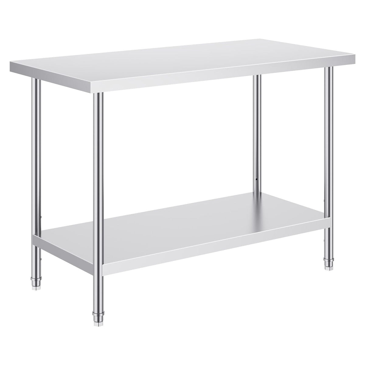 Stainless Steel Prep Table, 24 x 48 x 34 Inch, 800 lbs Load Capacity, Heavy Duty Metal Worktable with 3 Adjustable Height Levels, Commercial Workstation for Kitchen Garage Restaurant Backyard