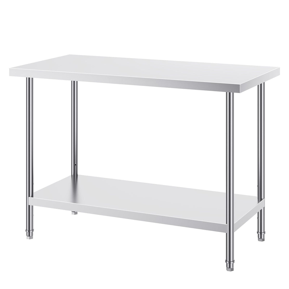 Stainless Steel Prep Table, 24 x 48 x 34 Inch, 800 lbs Load Capacity, Heavy Duty Metal Worktable with 3 Adjustable Height Levels, Commercial Workstation for Kitchen Garage Restaurant Backyard
