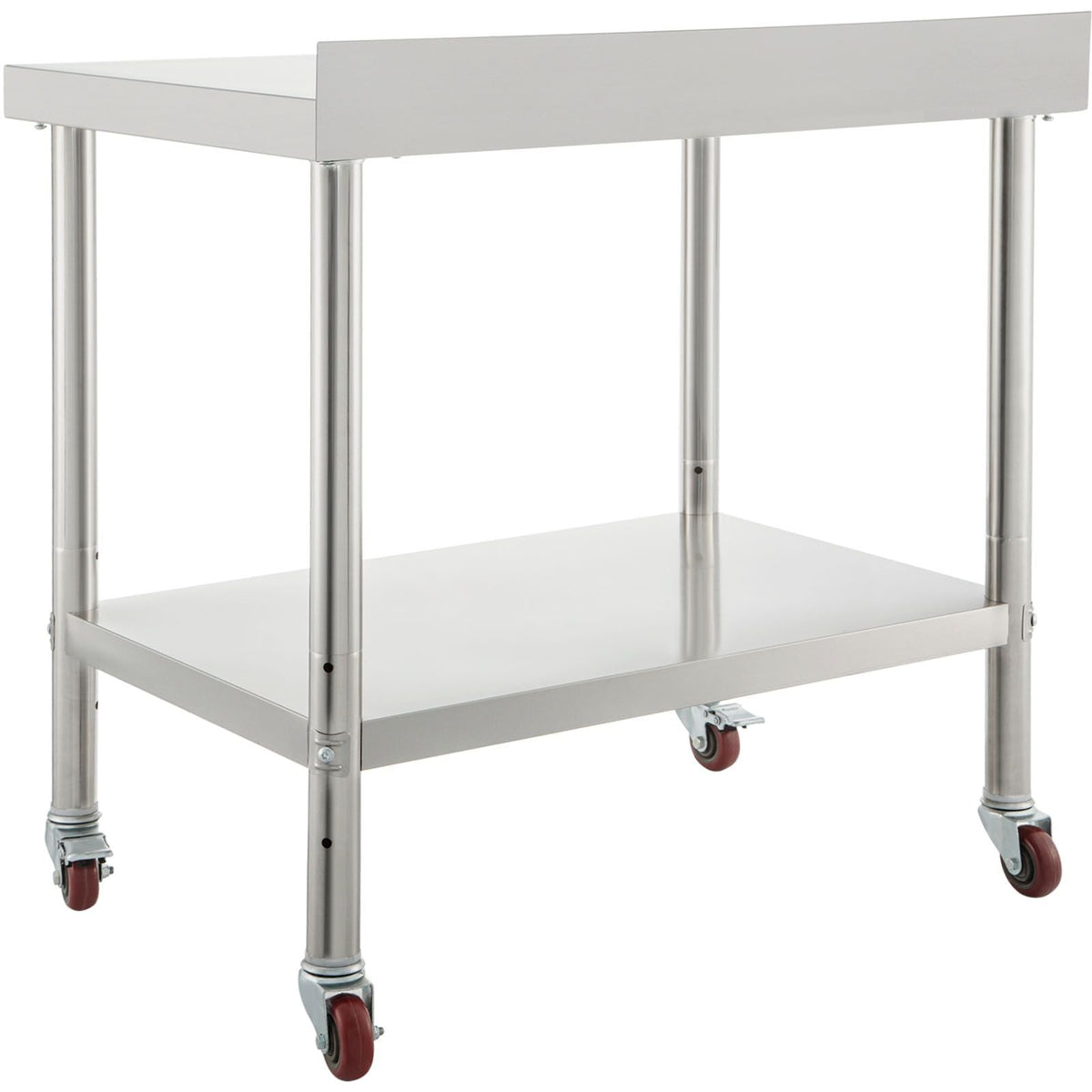 Stainless Steel Prep Table, 30 x 24 x 35 Inch, 440lbs Load Capacity Heavy Duty Metal Worktable with Backsplash Adjustable Undershelf & 4 Casters, Commercial Workstation for Kitchen Restaurant