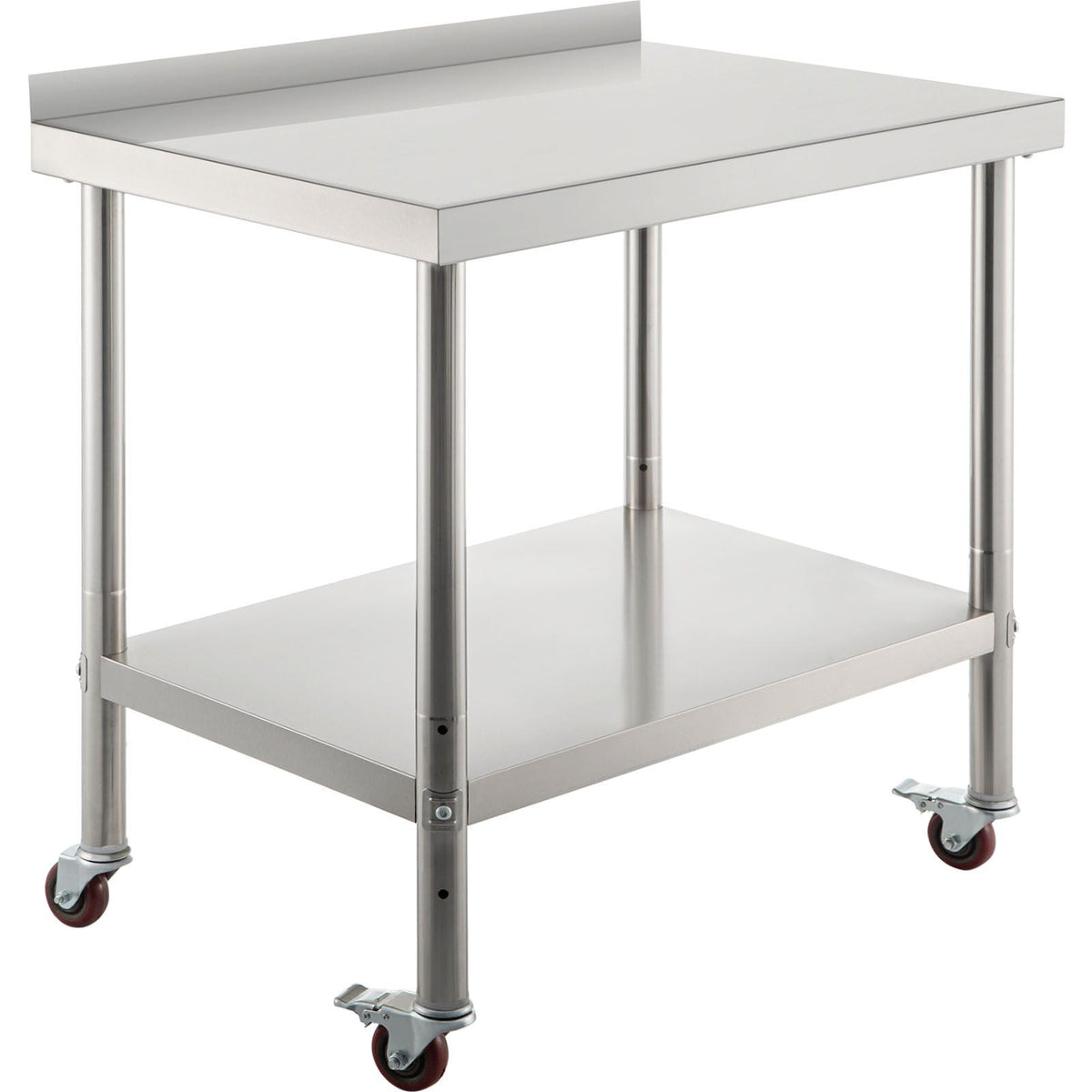Stainless Steel Prep Table, 30 x 24 x 35 Inch, 440lbs Load Capacity Heavy Duty Metal Worktable with Backsplash Adjustable Undershelf & 4 Casters, Commercial Workstation for Kitchen Restaurant