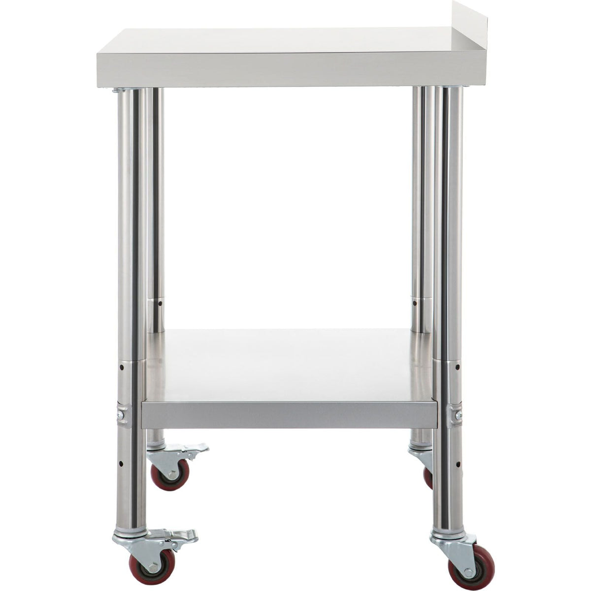 Stainless Steel Prep Table, 30 x 24 x 35 Inch, 440lbs Load Capacity Heavy Duty Metal Worktable with Backsplash Adjustable Undershelf & 4 Casters, Commercial Workstation for Kitchen Restaurant