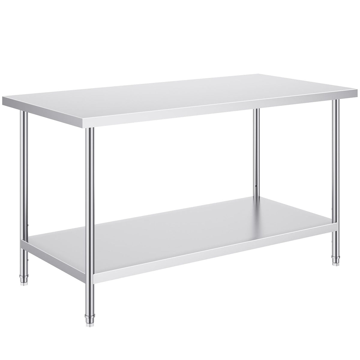 Stainless Steel Prep Table, 30 x 60 x 34 Inch, 910 lbs Load Capacity, Heavy Duty Metal Worktable with 3 Adjustable Height Levels, Commercial Workstation for Kitchen Garage Restaurant Backyard