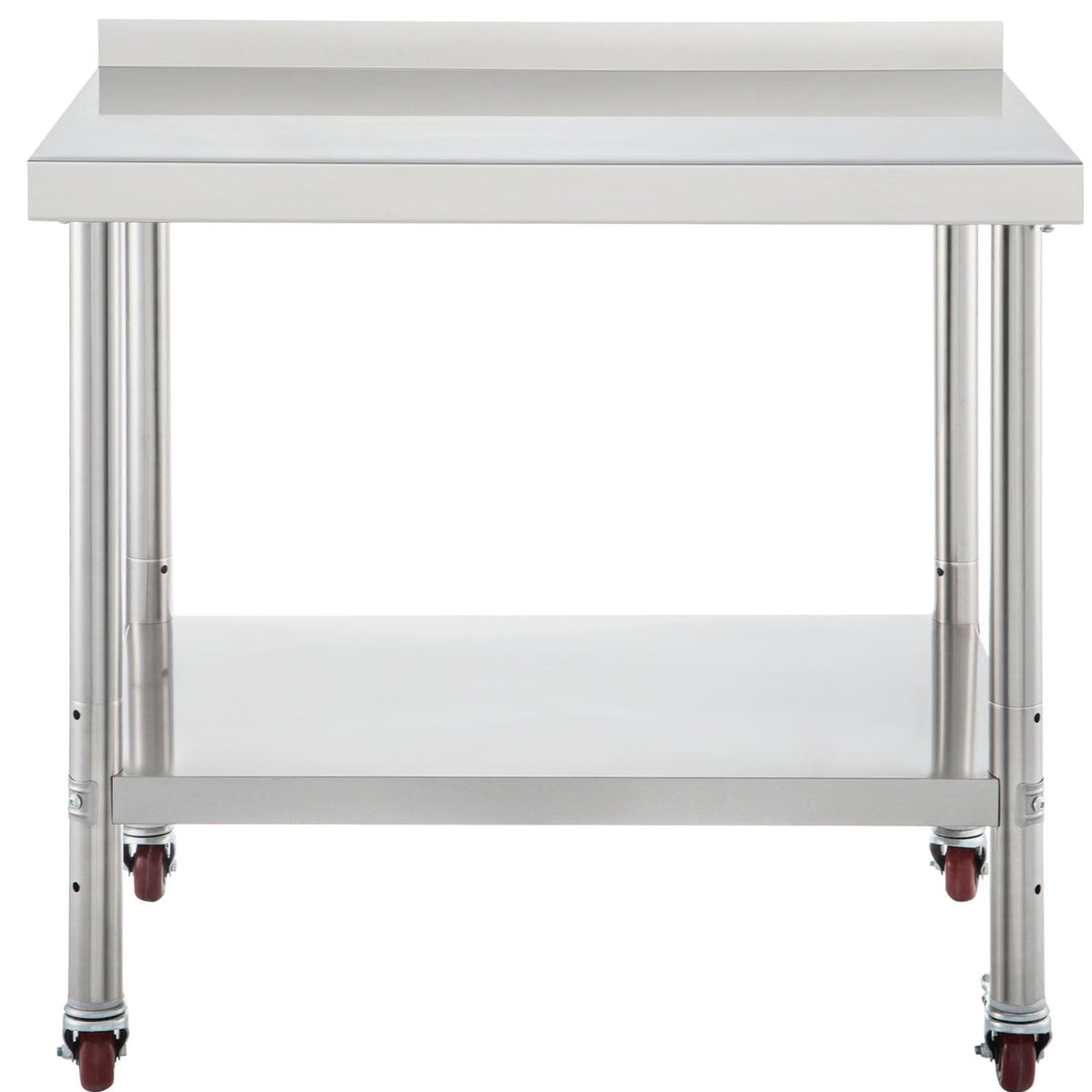 Stainless Steel Prep Table, 36 x 24 x 35 Inch, 440lbs Load Capacity Heavy Duty Metal Worktable with Backsplash Adjustable Undershelf & 4 Casters, Commercial Workstation for Kitchen Restaurant