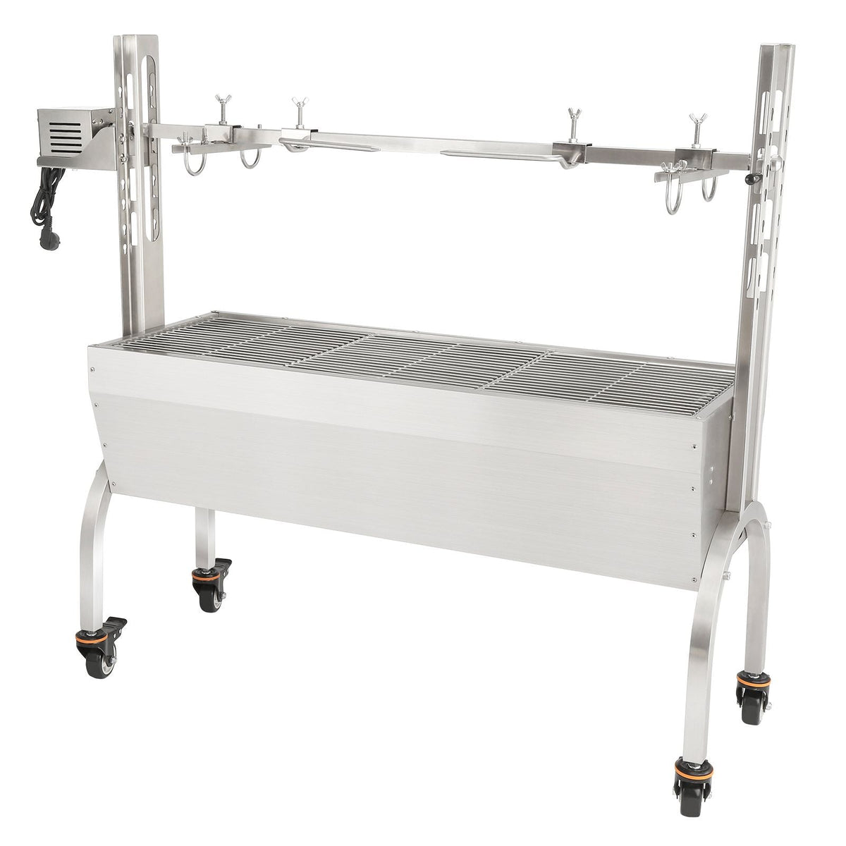 Stainless Steel Rotisserie Grill, BBQ Whole Pig Lamb Goat Charcoal Spit Grill, Electric 50W Motor BBQ Hog Rotisserie Roaster, 46 Inch 90 Lbs Capacity Lamb Rotisserie System for Camping Outdoor