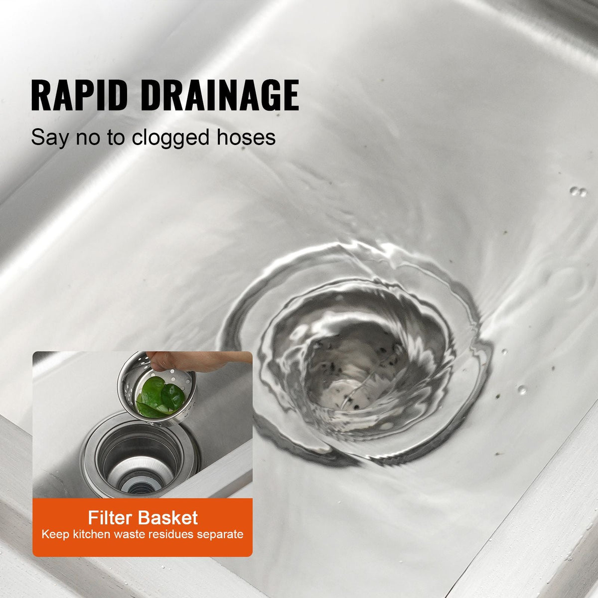Stainless Steel Utility Sink, Free Standing Single Bowl Commercial Kitchen Sink Set w/Workbench, 39.4 x 19.1 x 37.4 in Commercial Single Bowl Sinks for Garage, Restaurant, Laundry