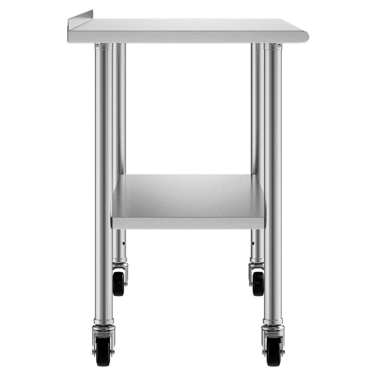 Stainless Steel Work Table, 24x60 inch Food Prep Table with Wheels and Backsplash, Commercial Kitchen Workstation with Adjustable Undershelf, Metal Utility Worktable, for Restaurant Home Outdoor