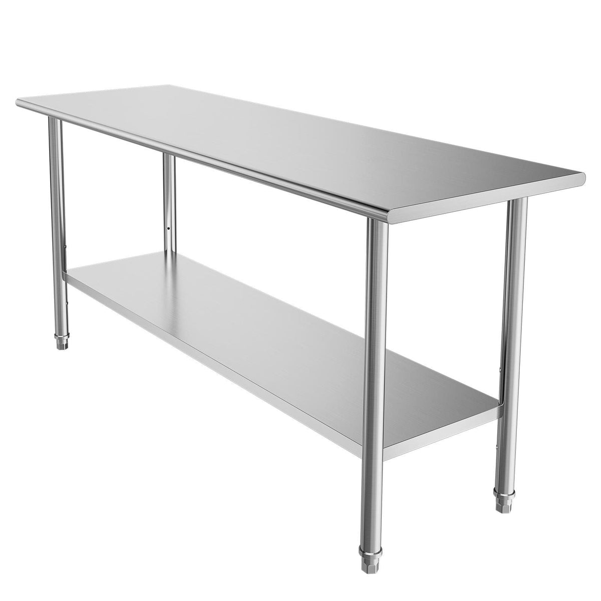 Stainless Steel Work Table, 24x72 Inch Food Prep Table, Commercial Kitchen Workstation with Adjustable Undershelf, Metal Heavy Duty Utility Worktable, for Restaurant Home Hotel Garage Outdoor