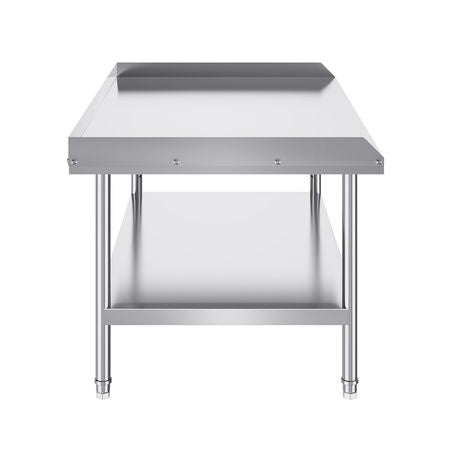 Stainless Steel Work Table, 30 x 48 x 26 Inch Commercial Food Prep Worktable, 3-Sided Backsplash Heavy Duty Prep Worktable, Metal Work Table with Adjustable Height for Restaurant Home Hotel