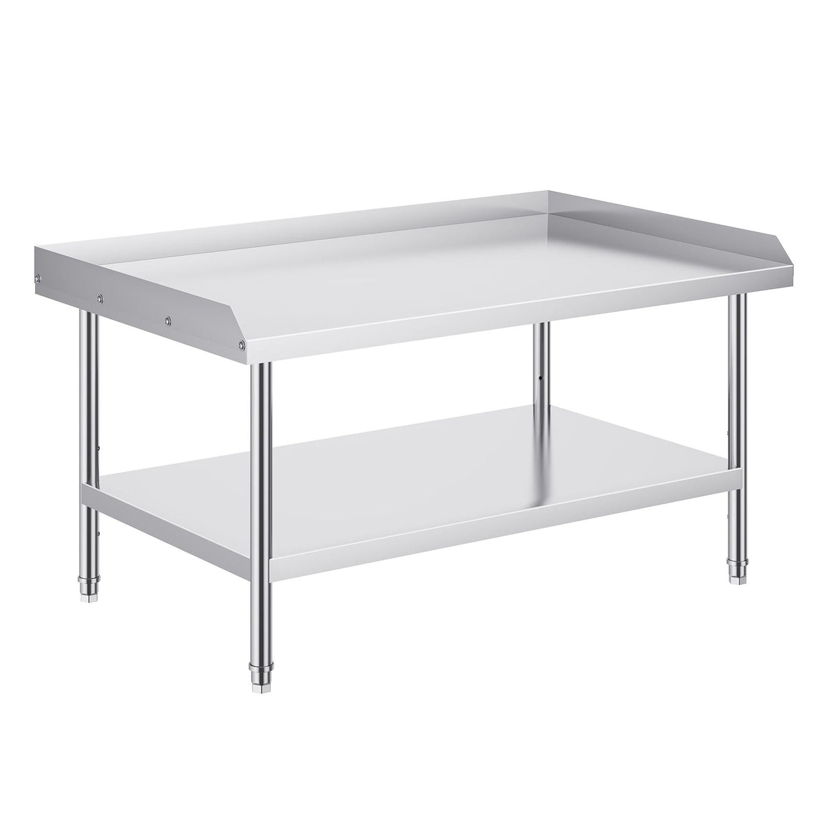 Stainless Steel Work Table, 30 x 48 x 26 Inch Commercial Food Prep Worktable, 3-Sided Backsplash Heavy Duty Prep Worktable, Metal Work Table with Adjustable Height for Restaurant Home Hotel