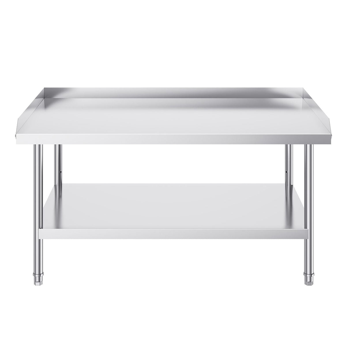 Stainless Steel Work Table, 30 x 48 x 26 Inch Commercial Food Prep Worktable, 3-Sided Backsplash Heavy Duty Prep Worktable, Metal Work Table with Adjustable Height for Restaurant Home Hotel