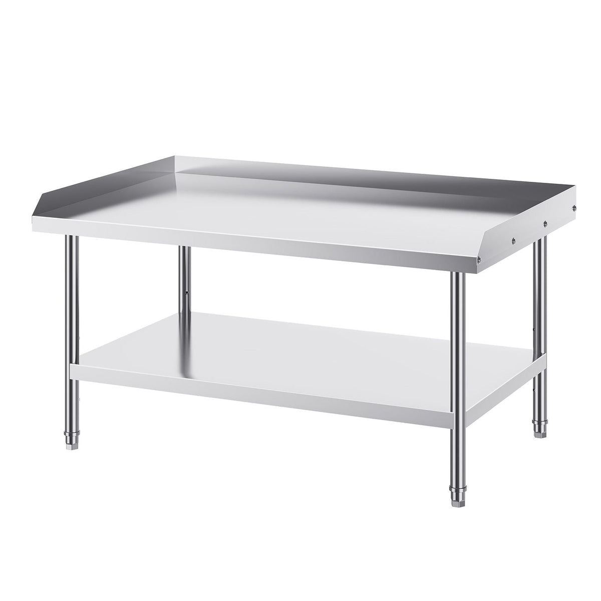 Stainless Steel Work Table, 30 x 48 x 26 Inch Commercial Food Prep Worktable, 3-Sided Backsplash Heavy Duty Prep Worktable, Metal Work Table with Adjustable Height for Restaurant Home Hotel