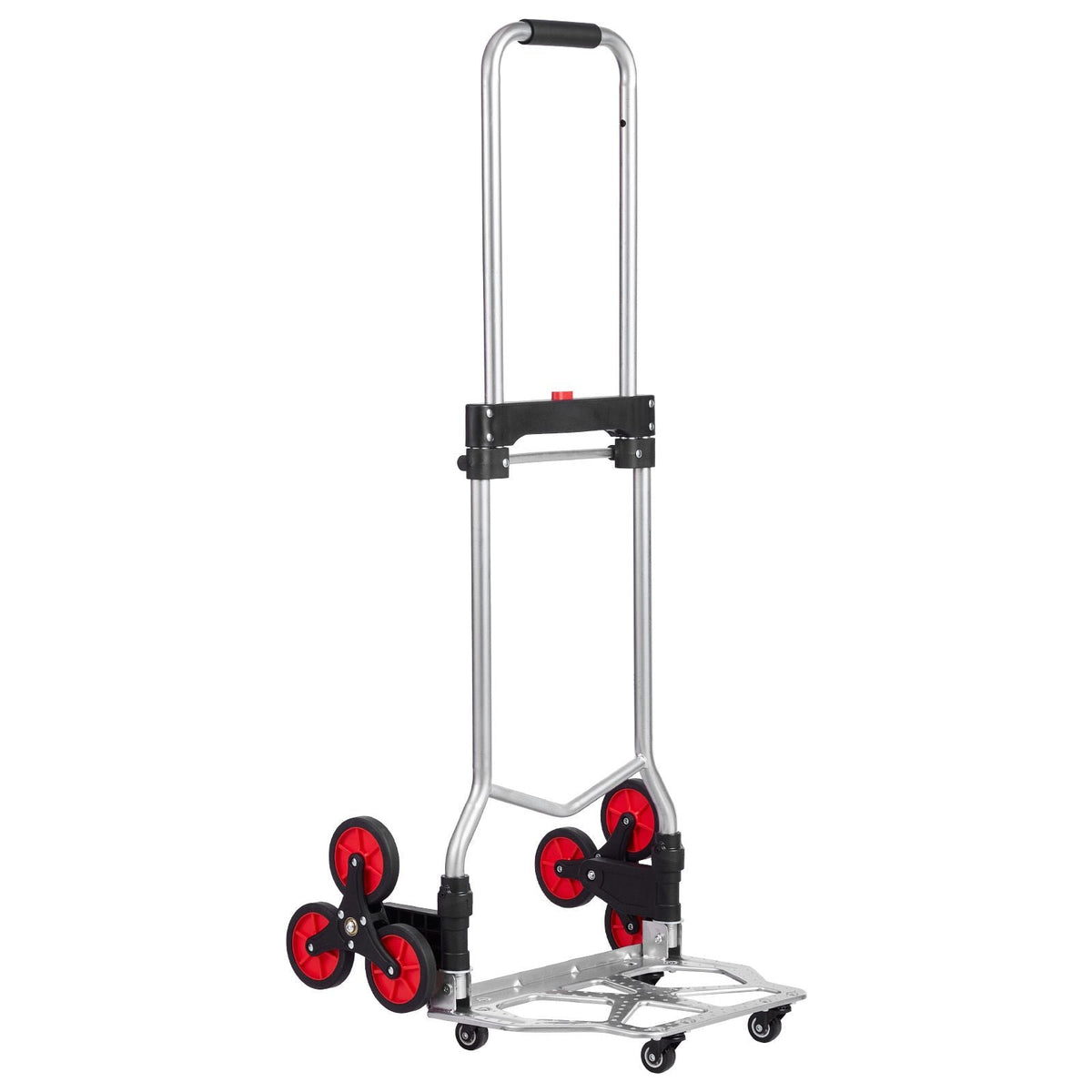 Stair Climbing Cart, 260 lbs Capacity Stair Climber Hand Truck and Dolly, Heavy-Duty Folding Trolley Cart with Telescoping Handle, 10 Wheels & 2 Elastic Ropes for Home Shopping Moving Warehouse