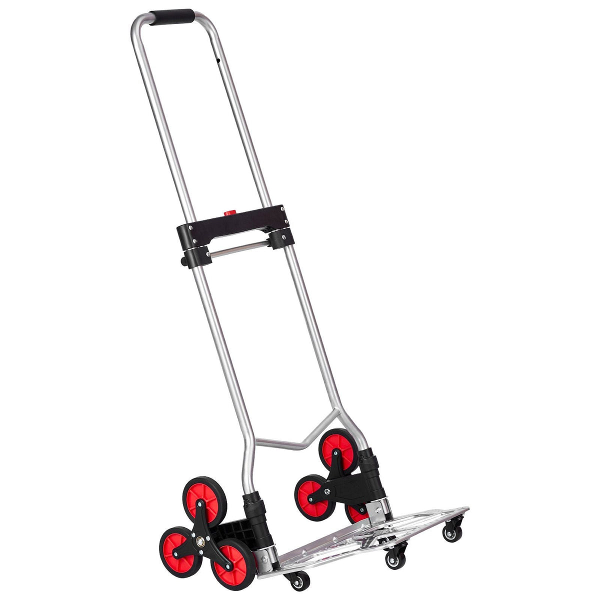 Stair Climbing Cart, 260 lbs Capacity Stair Climber Hand Truck and Dolly, Heavy-Duty Folding Trolley Cart with Telescoping Handle, 10 Wheels & 2 Elastic Ropes for Home Shopping Moving Warehouse