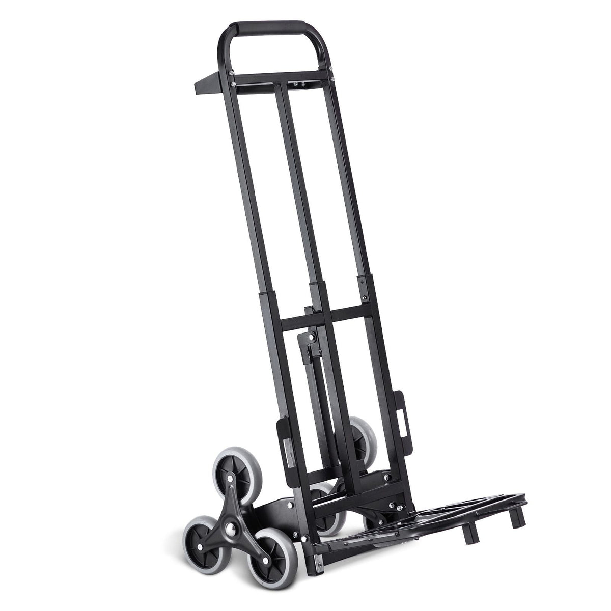 Stair Climbing Cart, 460 lbs Capacity Stair Climber Hand Truck and Dolly, Heavy-Duty Folding Trolley Cart with Dual Handle, 6 Wheels & 2 Elastic Ropes for Home Office Shopping Moving Warehouse