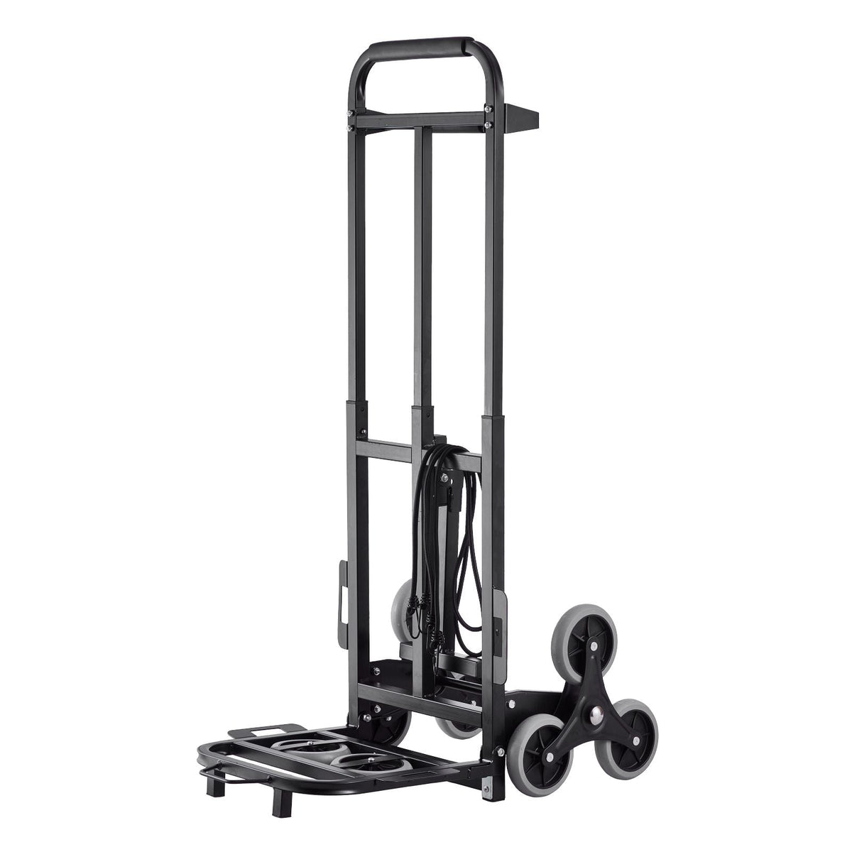 Stair Climbing Cart, 460 lbs Capacity Stair Climber Hand Truck and Dolly, Heavy-Duty Folding Trolley Cart with Dual Handle, 6 Wheels & 2 Elastic Ropes for Home Office Shopping Moving Warehouse