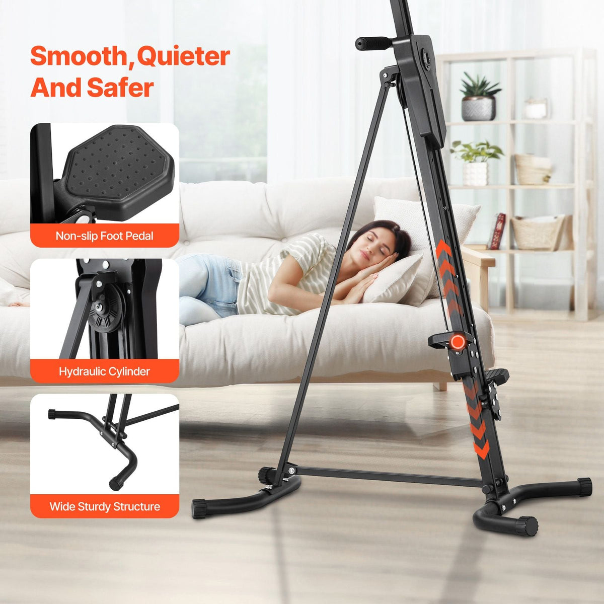 Stair Stepper, Step Range Exercise Machine, Vertical Climber for Home Gym Exercise, Compact Folding Cardio Climber, Full-Body Workout Climber with Height Adjustable Handlebar, Non-Slip Pedal