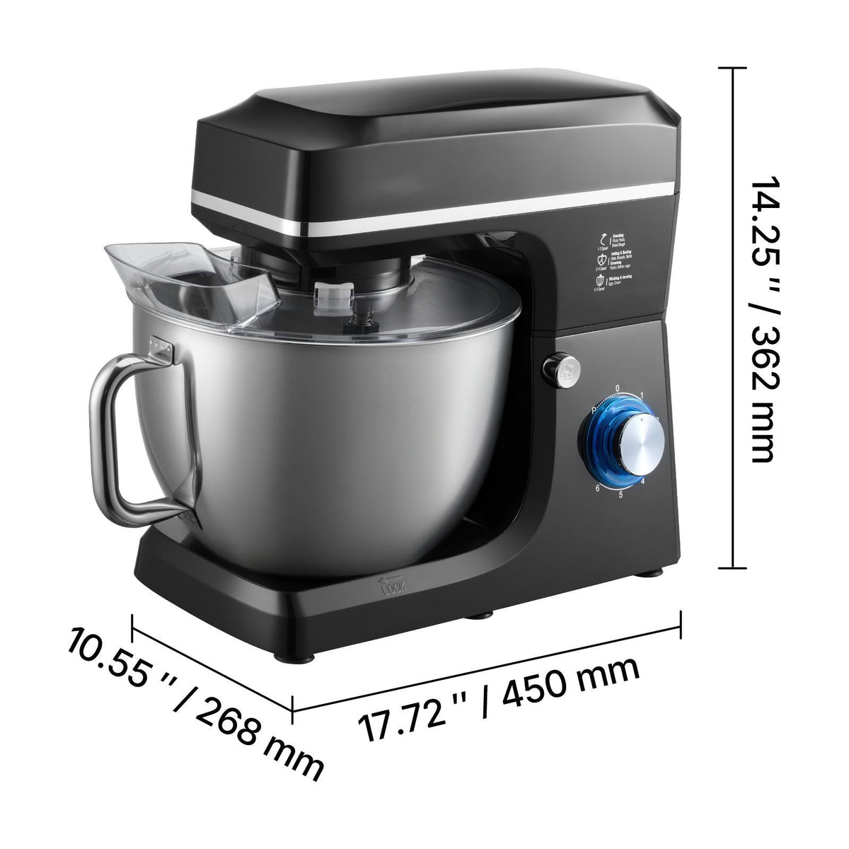 Stand Mixer, 8.3QT Dough Mixer, 660W 6+P Speeds Tilt-head Food Mixer with Stainless Steel Bowl, Dough Hook, Wire Whip, Flat Beater, Scraper, Household Stand Mixer for Baking & Mixing, Black