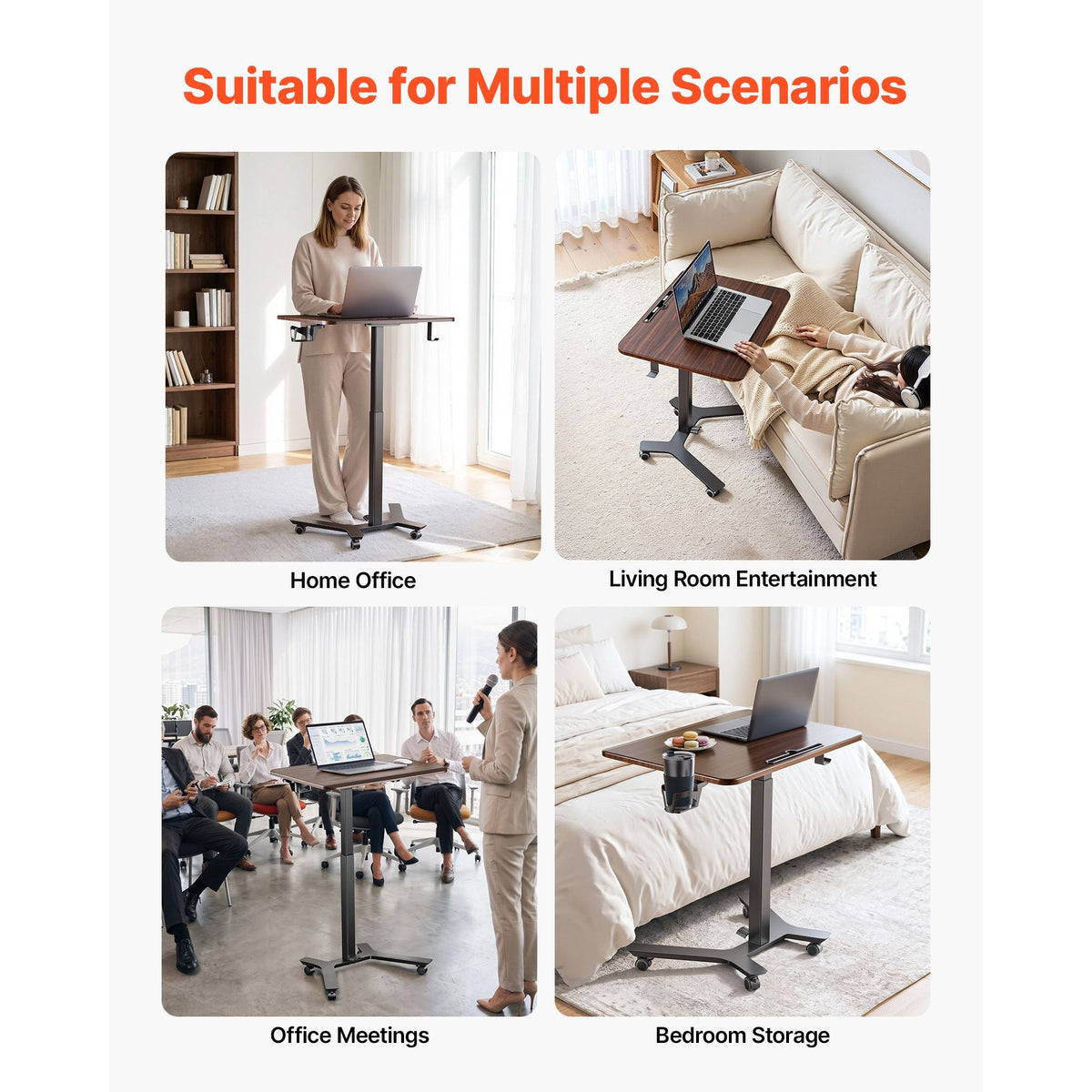 Standing Desk, Adjustable Height Mobile Stand Up Desk w/ Casters, 28.2 x 20.5 in Small Computer Sit Stand Rolling Workstation w/ Hook, 33 lbs Capacity, Foot Pedal Pneumatic Lift for Home Office