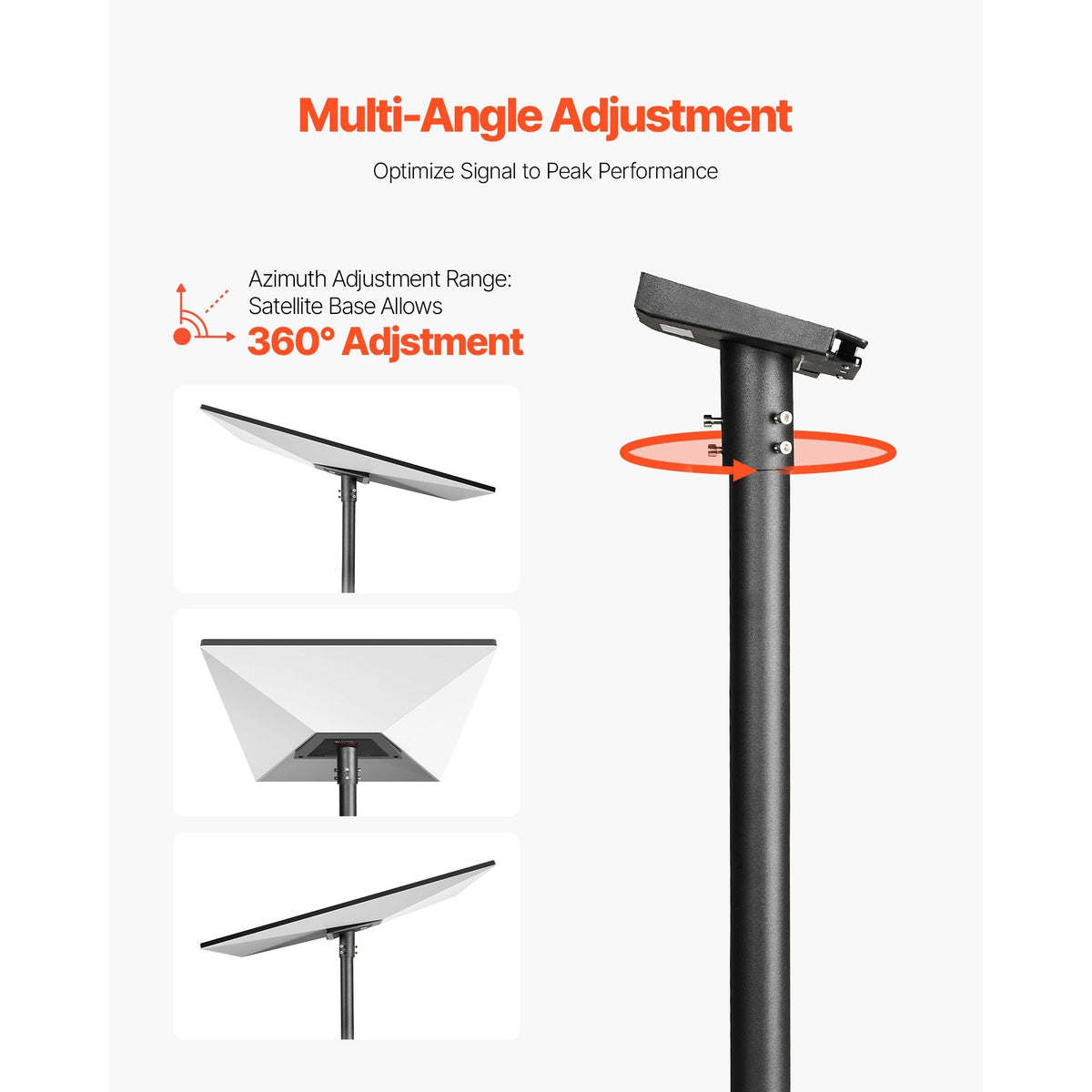 Starlink RV Ladder Mount, 360°Adjustable Angle Mounting Standard Gen 3 Pipe Kit, Heavy-Duty Steel Extra Long Starlink RV Ladder Adapter, Compatible with Gen3 and V3, Easy to Assembly, Black