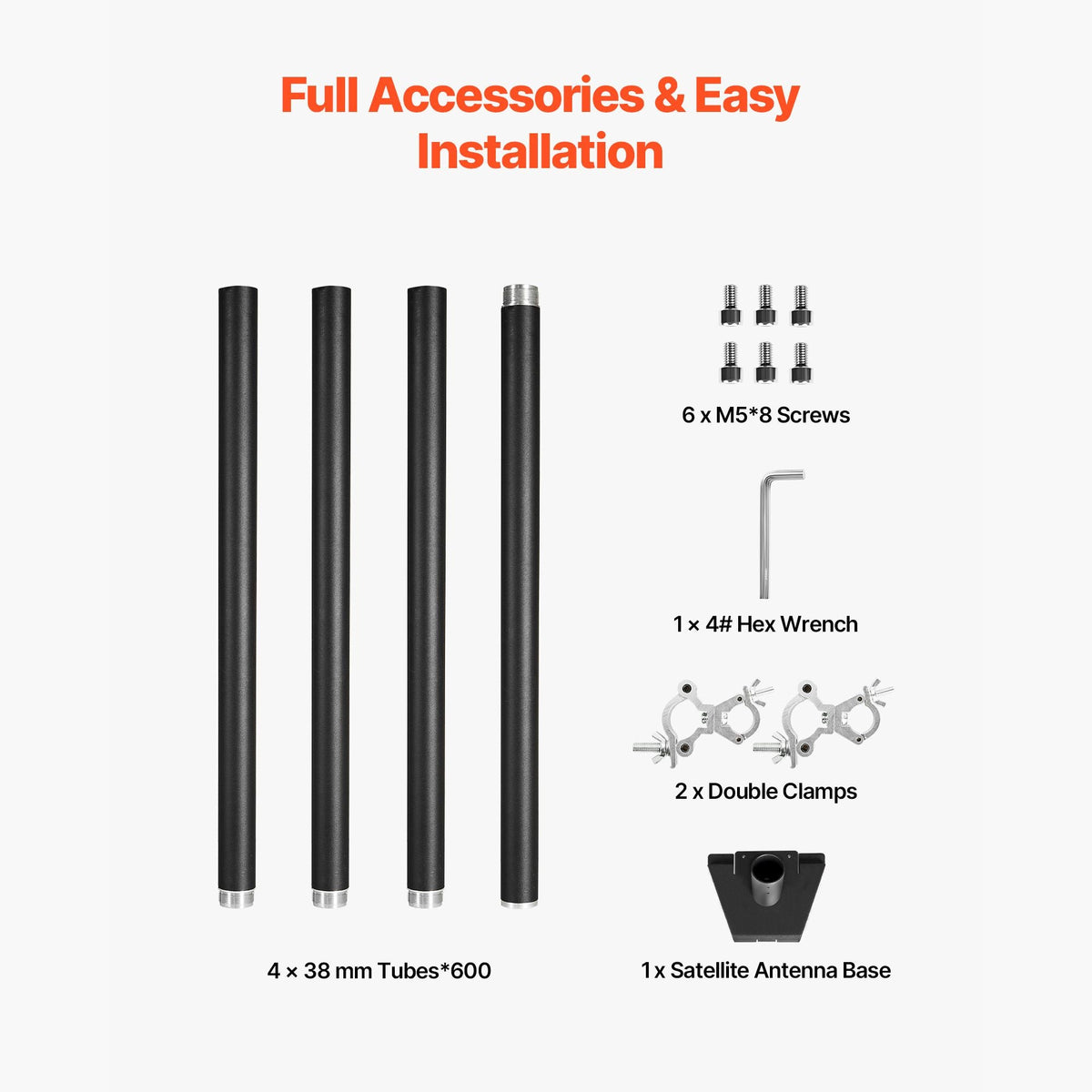 Starlink RV Ladder Mount, 360°Adjustable Angle Mounting Standard Gen 3 Pipe Kit, Heavy-Duty Steel Extra Long Starlink RV Ladder Adapter, Compatible with Gen3 and V3, Easy to Assembly, Black
