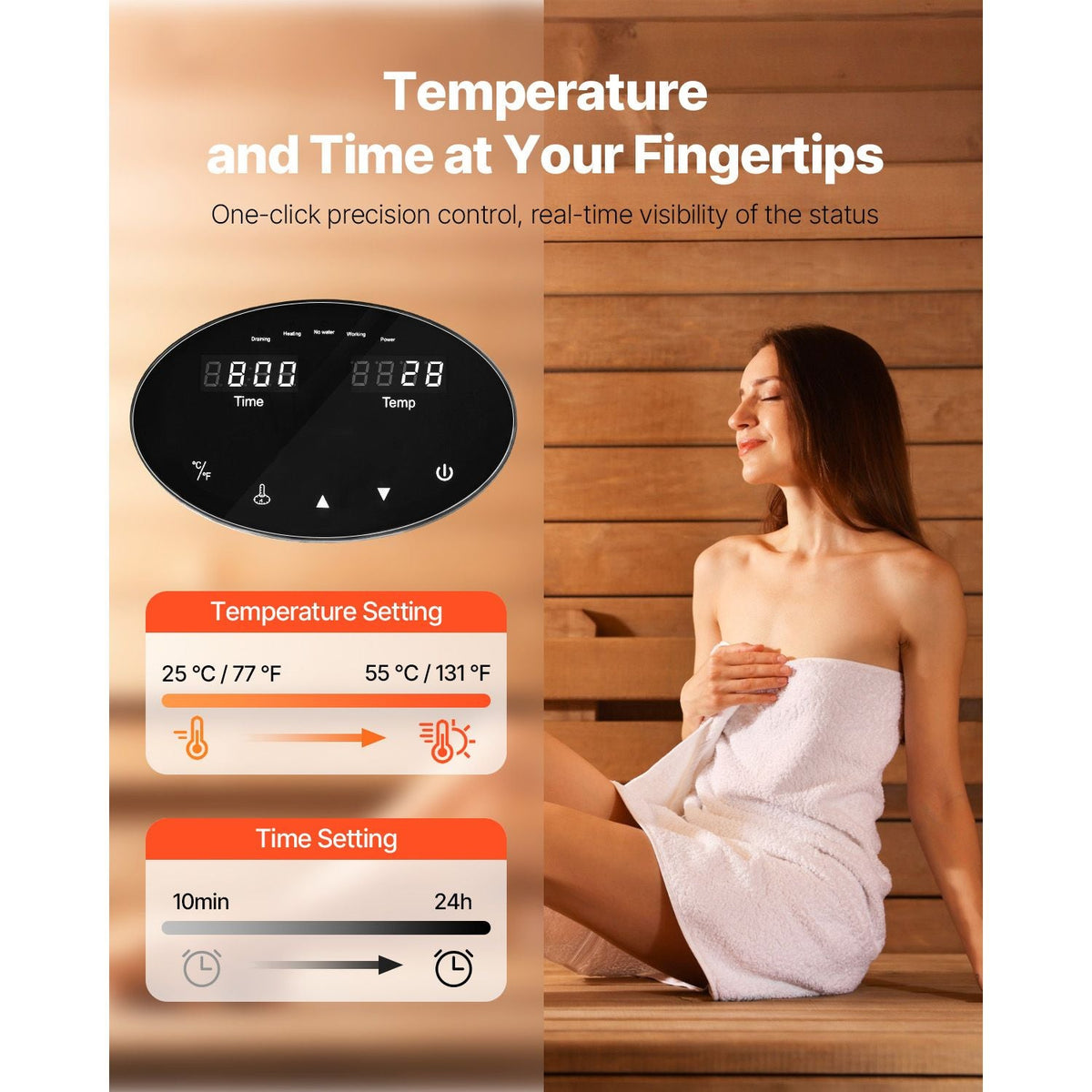 Steam Generator, 4 kW Steam Shower System with Controller for Home Sauna Bath Spa, Commercial Auto Drain Kit with Overheat, Dry-Run & Overpressure Protection, 10 Min to 24h Efficient, Black